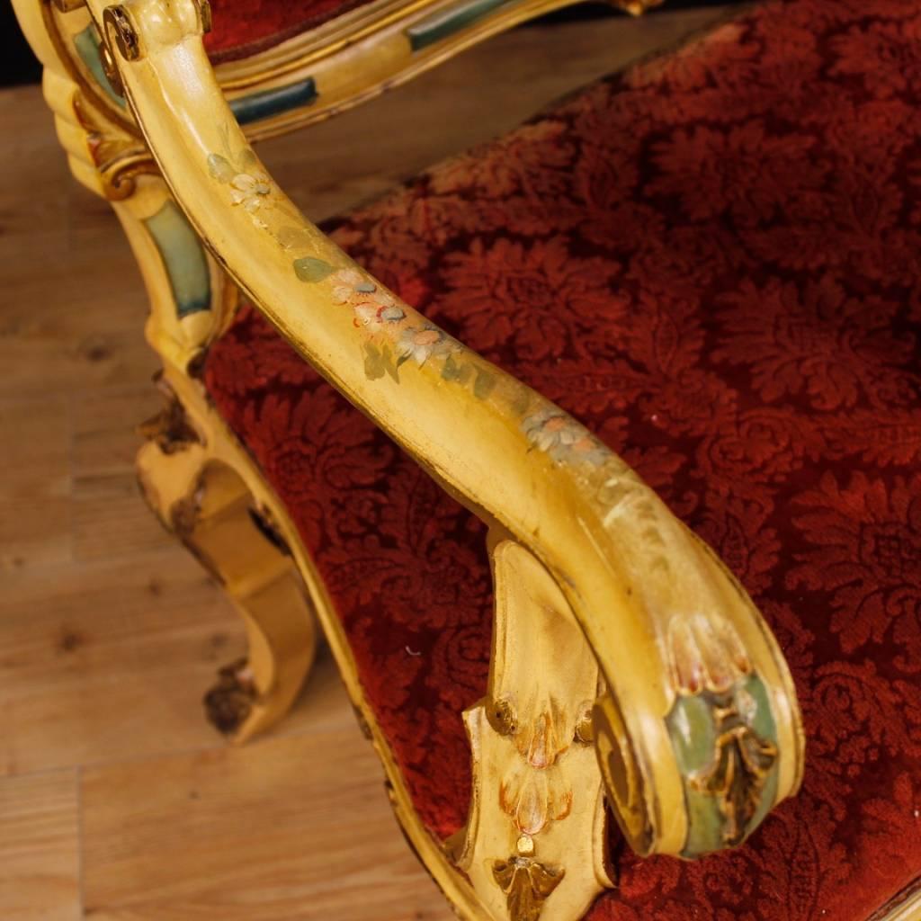 Venetian Sofa in Lacquered, Carved and Gilded Wood from 20th Century 2