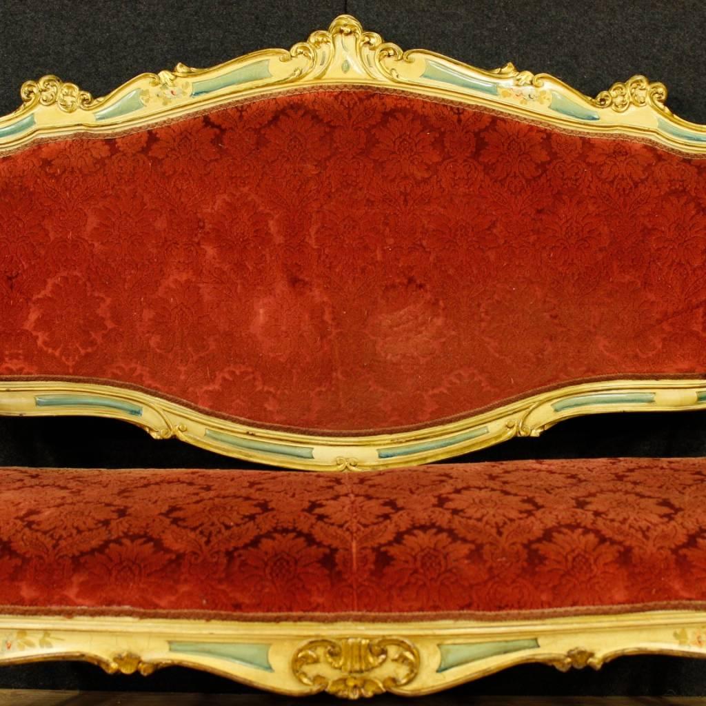 Venetian Sofa in Lacquered, Carved and Gilded Wood from 20th Century 3