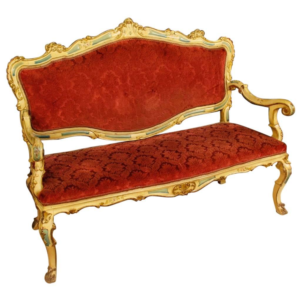 Venetian Sofa in Lacquered, Carved and Gilded Wood from 20th Century