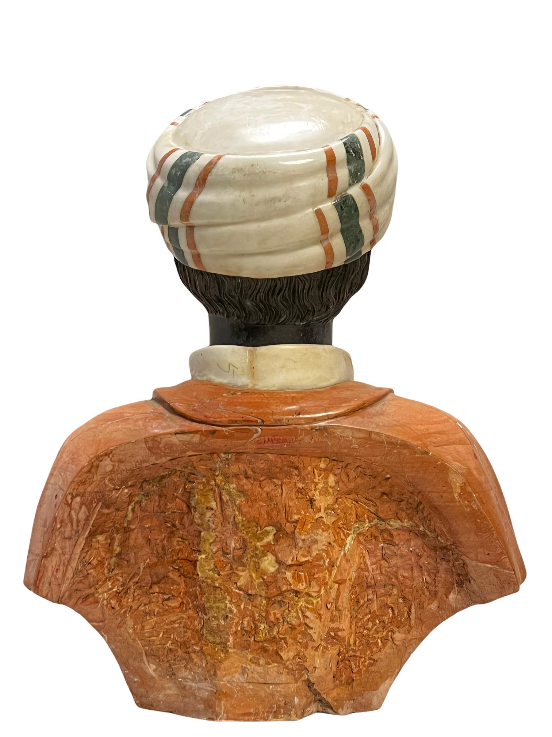 Italian Venetian Specimen Marble Bust of Moorish Nobleman