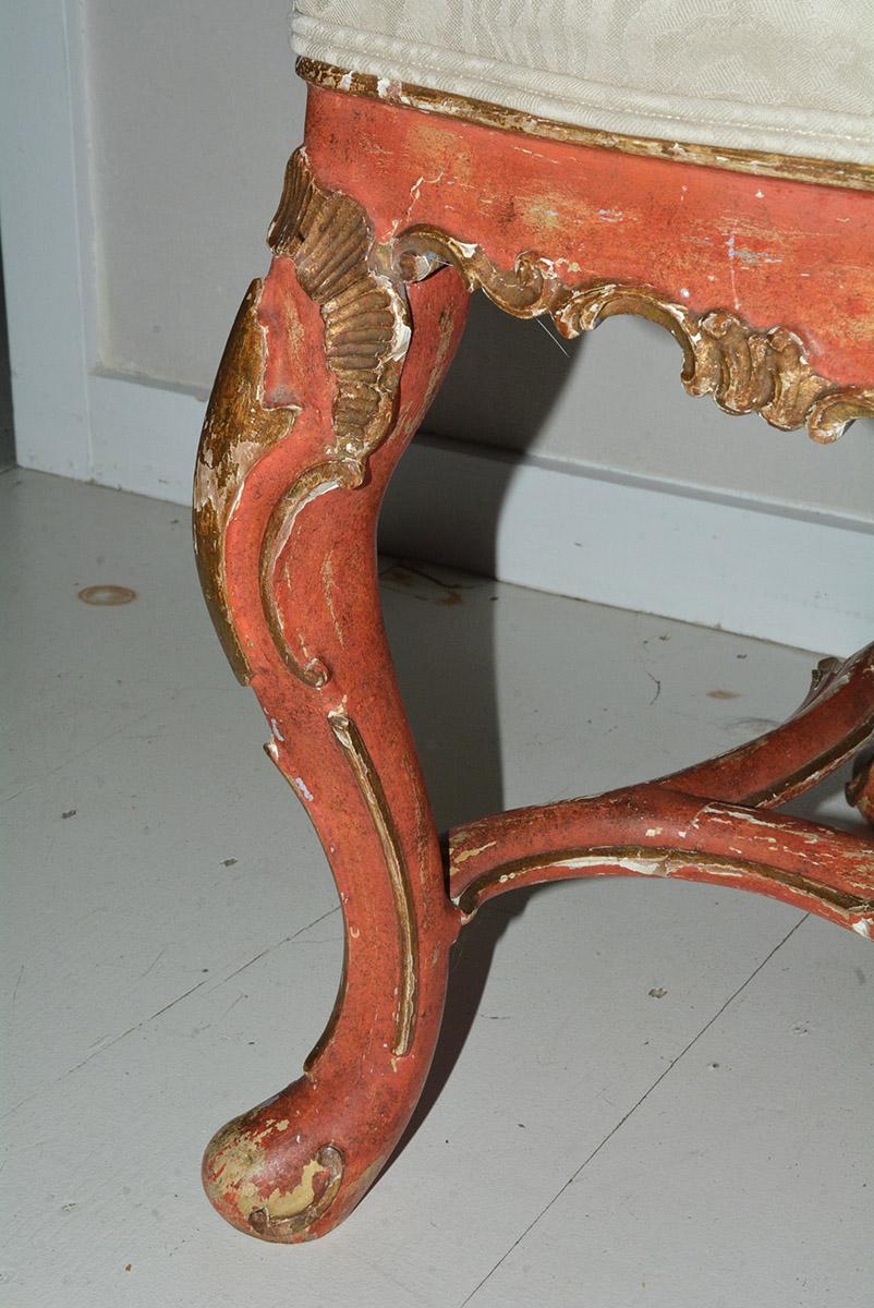 Hardwood Venetian Style Carved, Gilt and Paint Decorated Dining Chairs For Sale