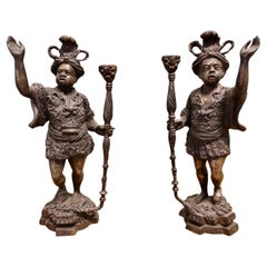 Venetian Style Cast Brass Candlestick Figures