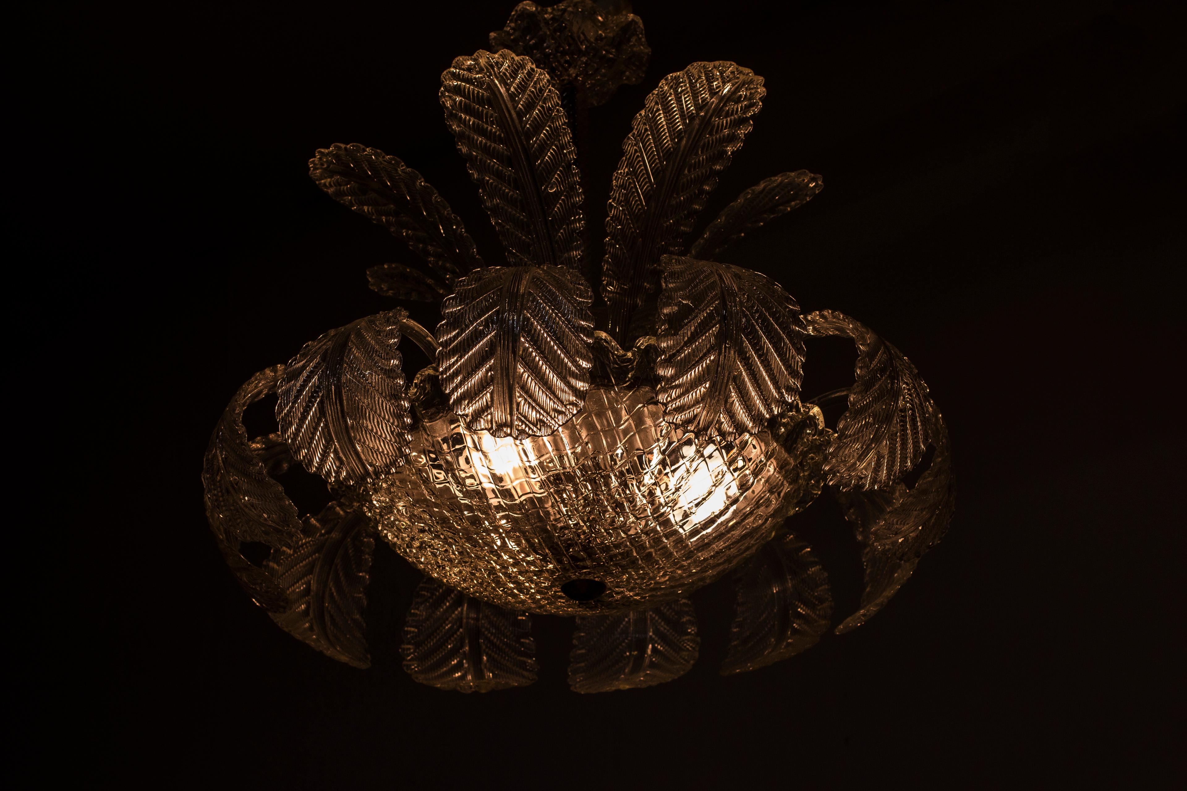 Venetian Style Chandelier by Fritz Kurz for Orrefors, Made in Sweden circa 1940s 3