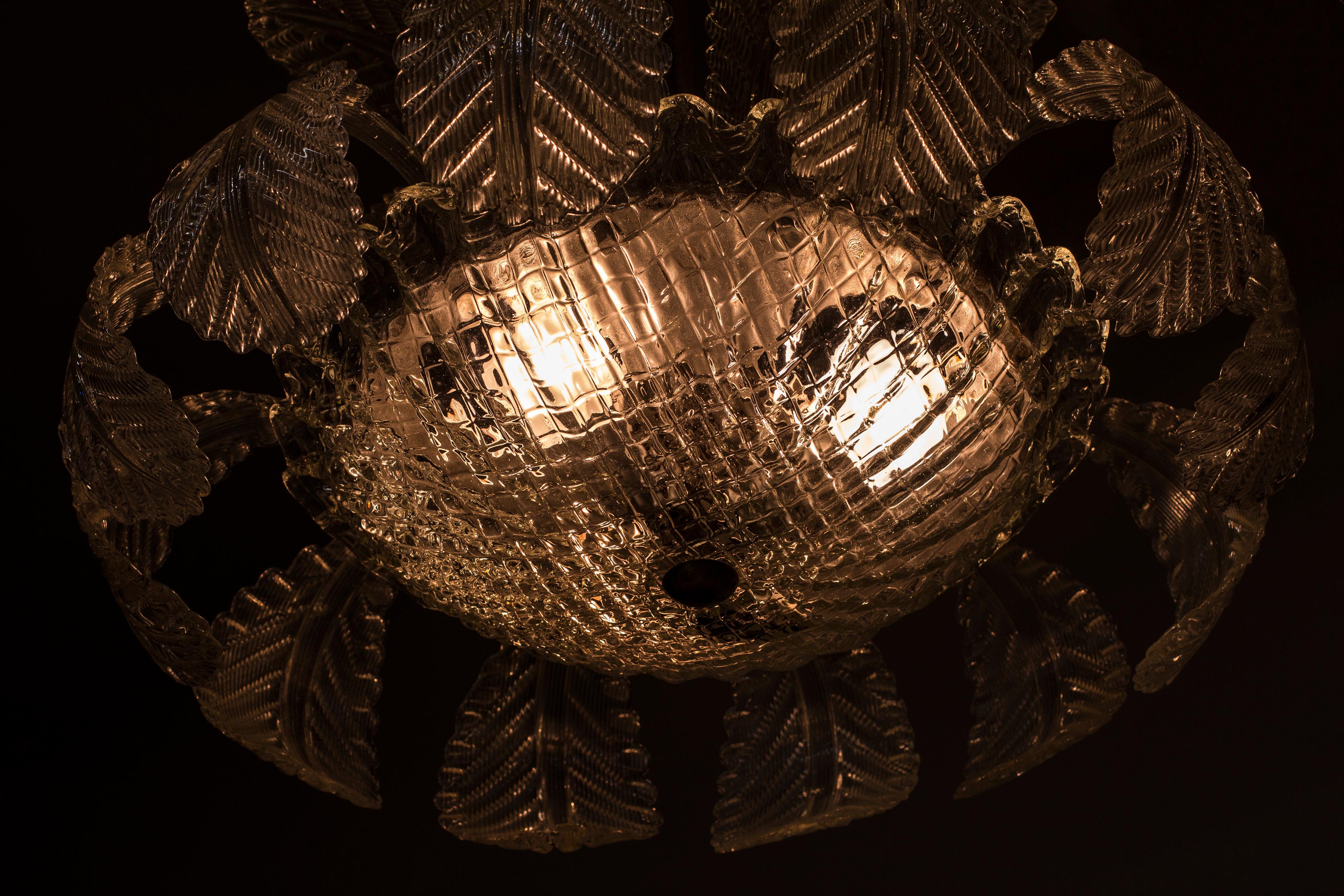 Venetian Style Chandelier by Fritz Kurz for Orrefors, Made in Sweden circa 1940s 4