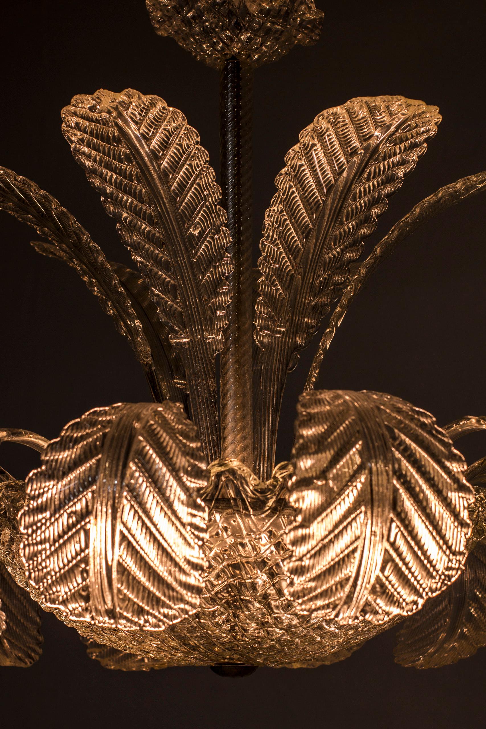 Venetian Style Chandelier by Fritz Kurz for Orrefors, Made in Sweden circa 1940s 5