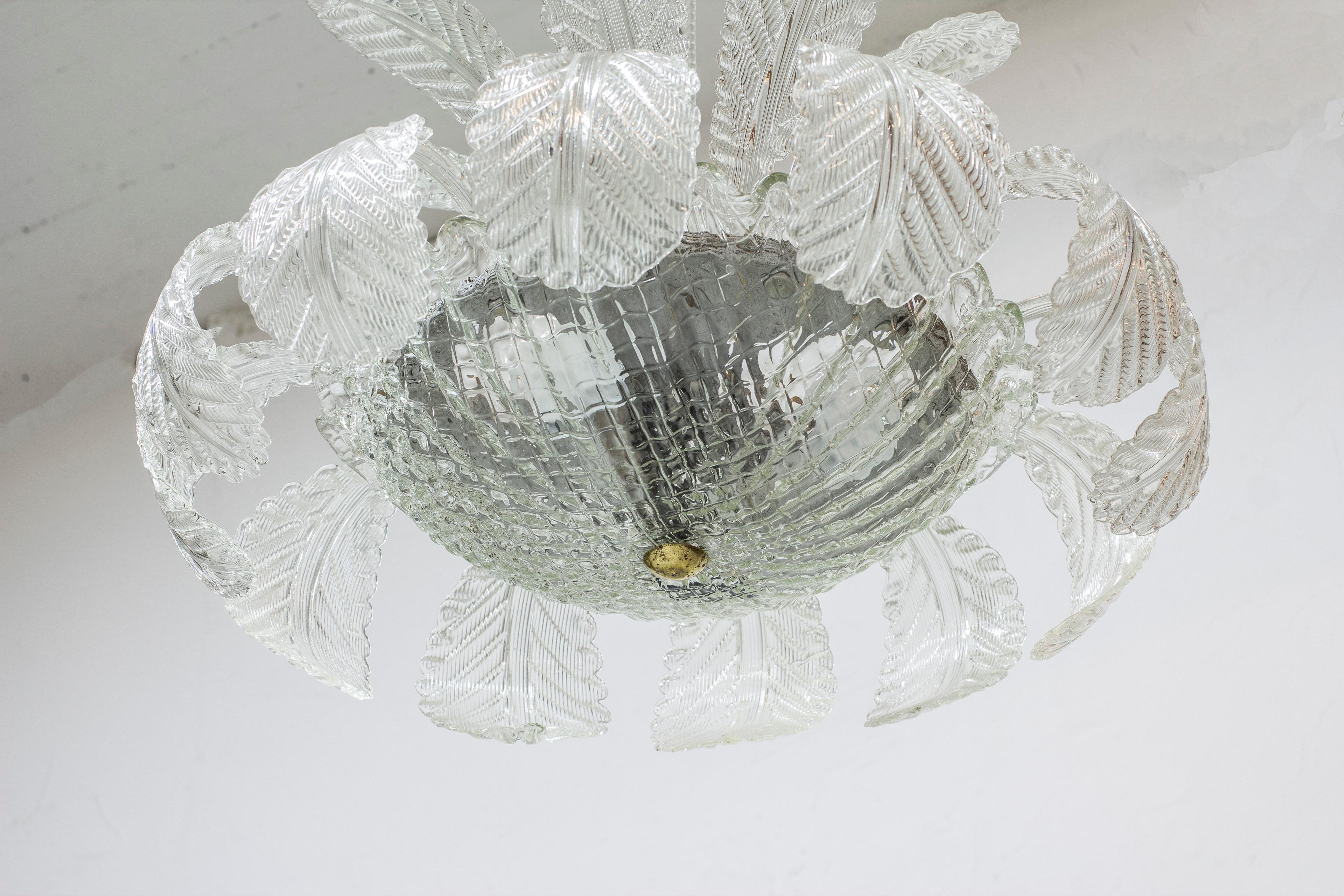 Swedish Venetian Style Chandelier by Fritz Kurz for Orrefors, Made in Sweden circa 1940s
