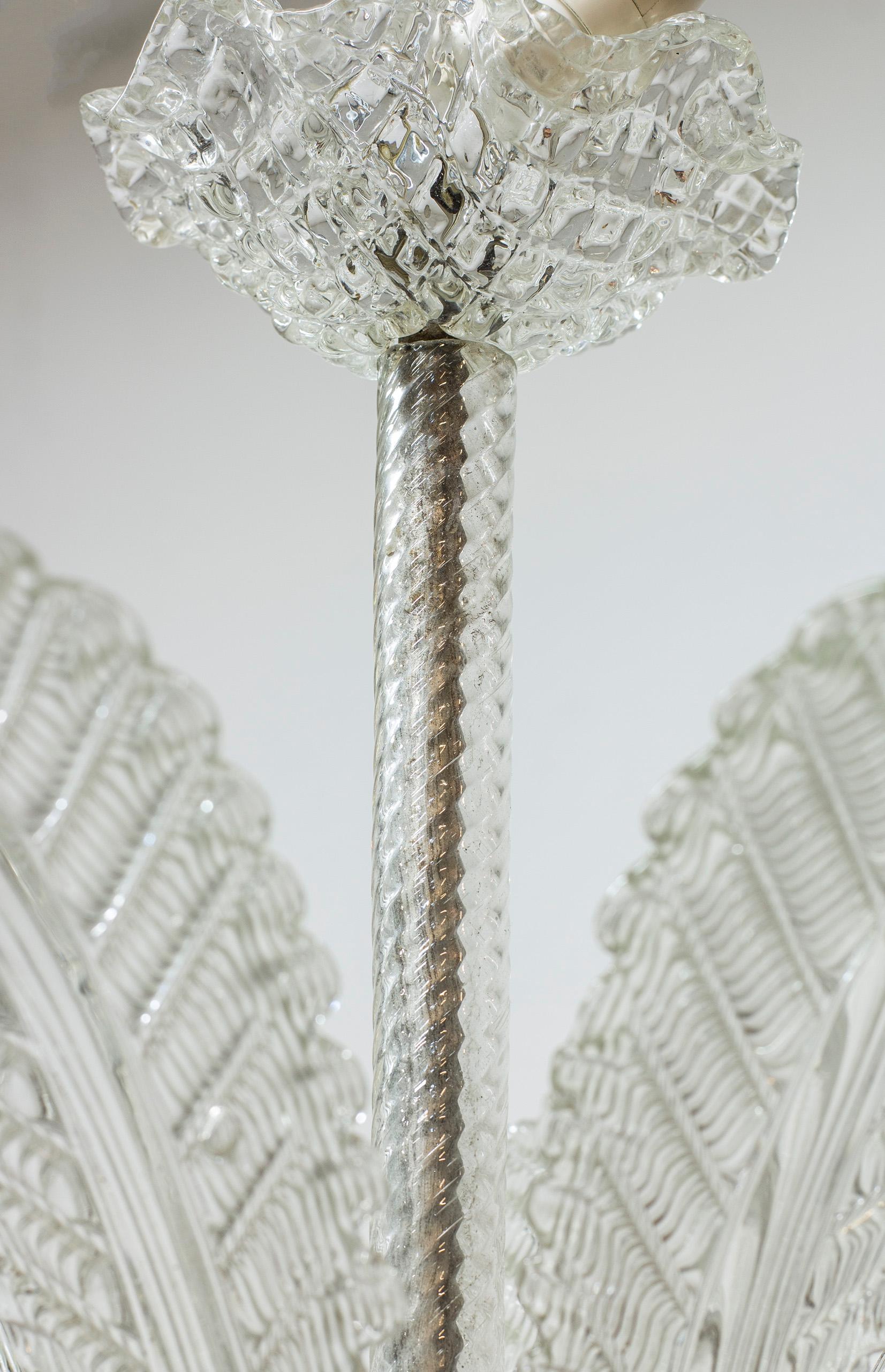 Mid-20th Century Venetian Style Chandelier by Fritz Kurz for Orrefors, Made in Sweden circa 1940s