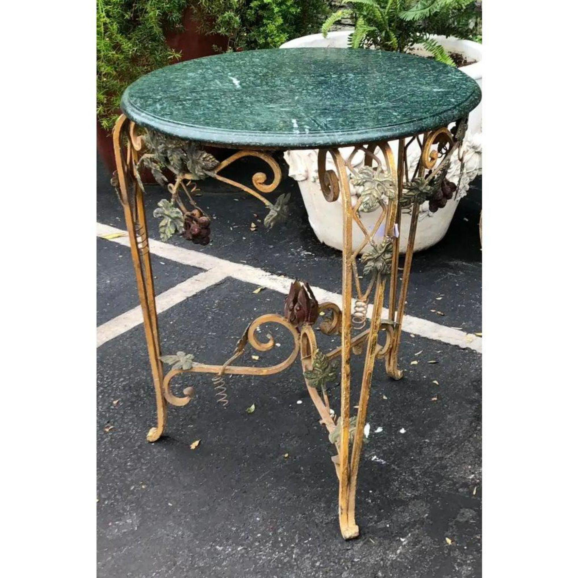 Aesthetic Movement Venetian Style Charles Pollock for William Switzer Tole Iron & Marble Table For Sale