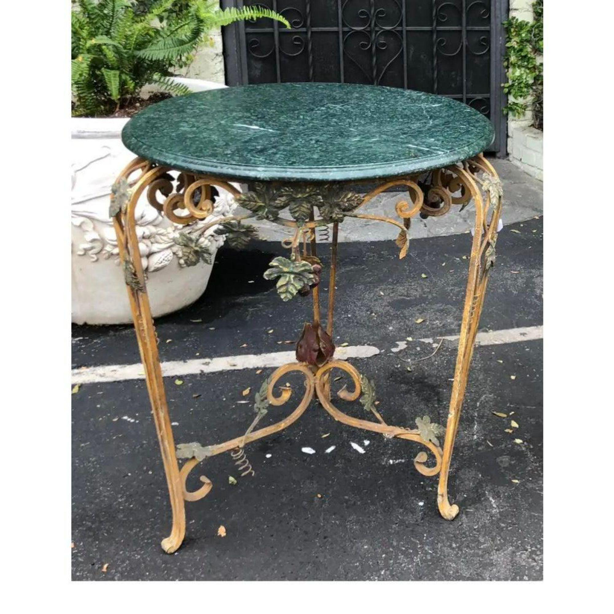 20th Century Venetian Style Charles Pollock for William Switzer Tole Iron & Marble Table For Sale