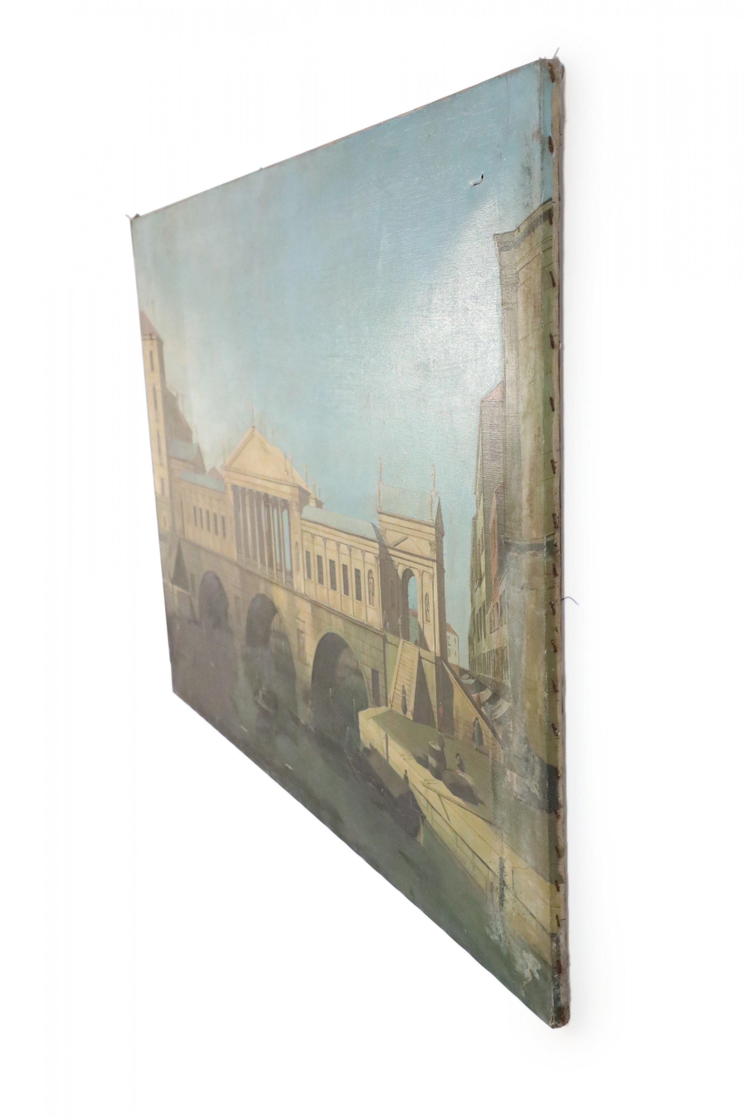 Grand Tour Style 20th Century Venetian Canal Painting on Canvas For Sale 6