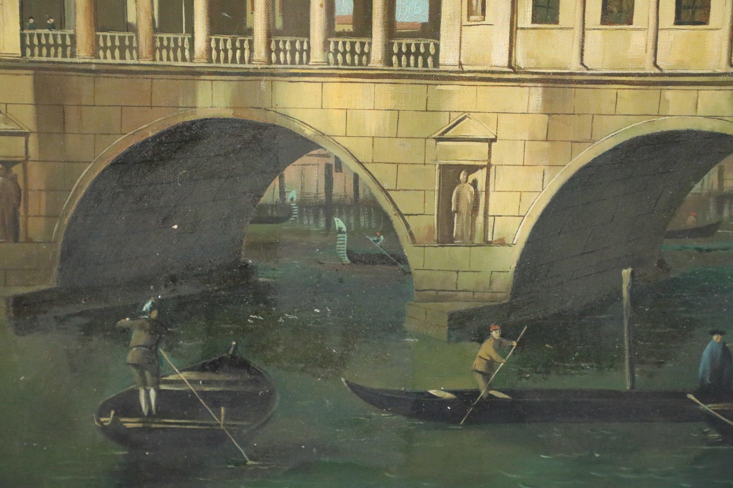 Venezianisches Canal-Gemälde auf Leinwand im Grand Tour-Stil des 20. Jahrhunderts (Rokoko) im Angebot