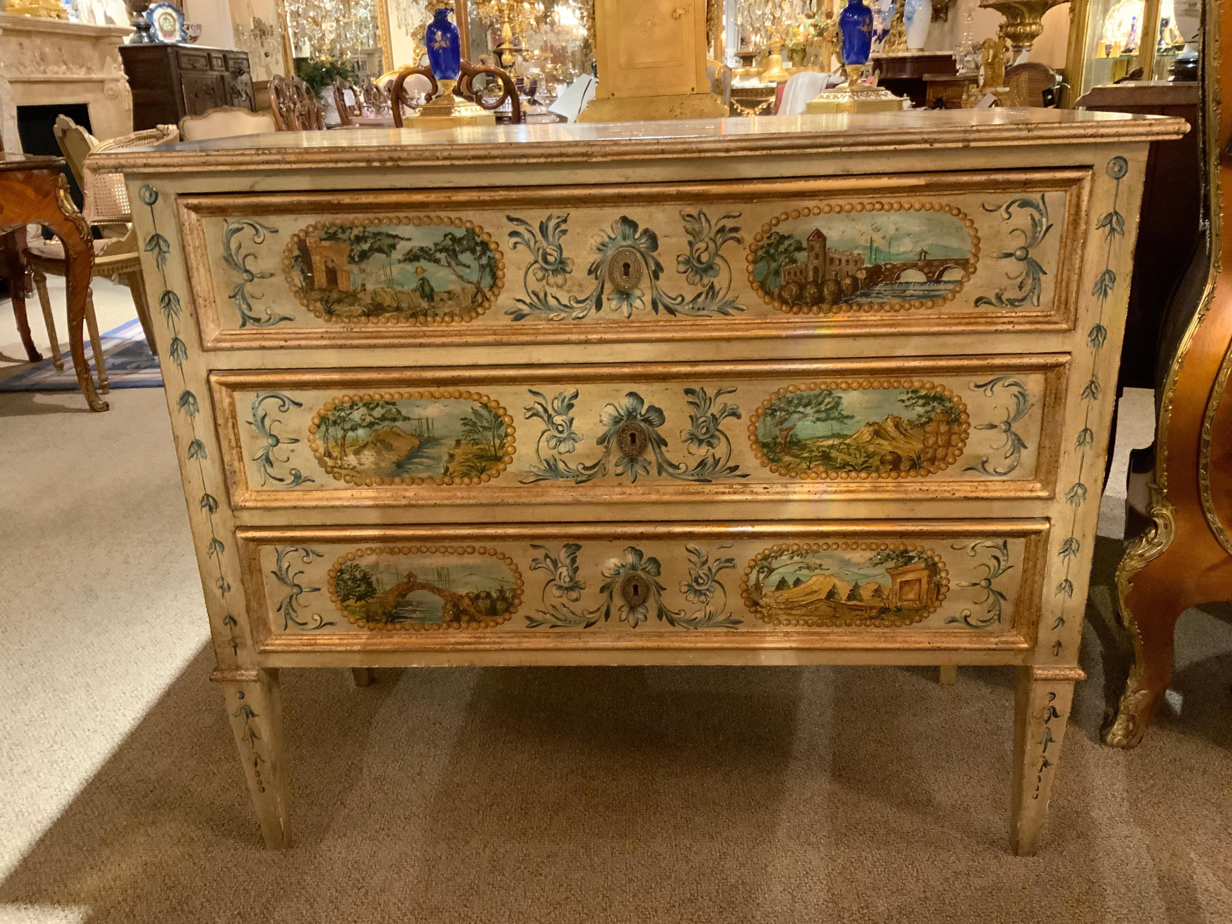 Venetian-Style Commode in the Neoclassical Taste, Hand Painted For Sale 3