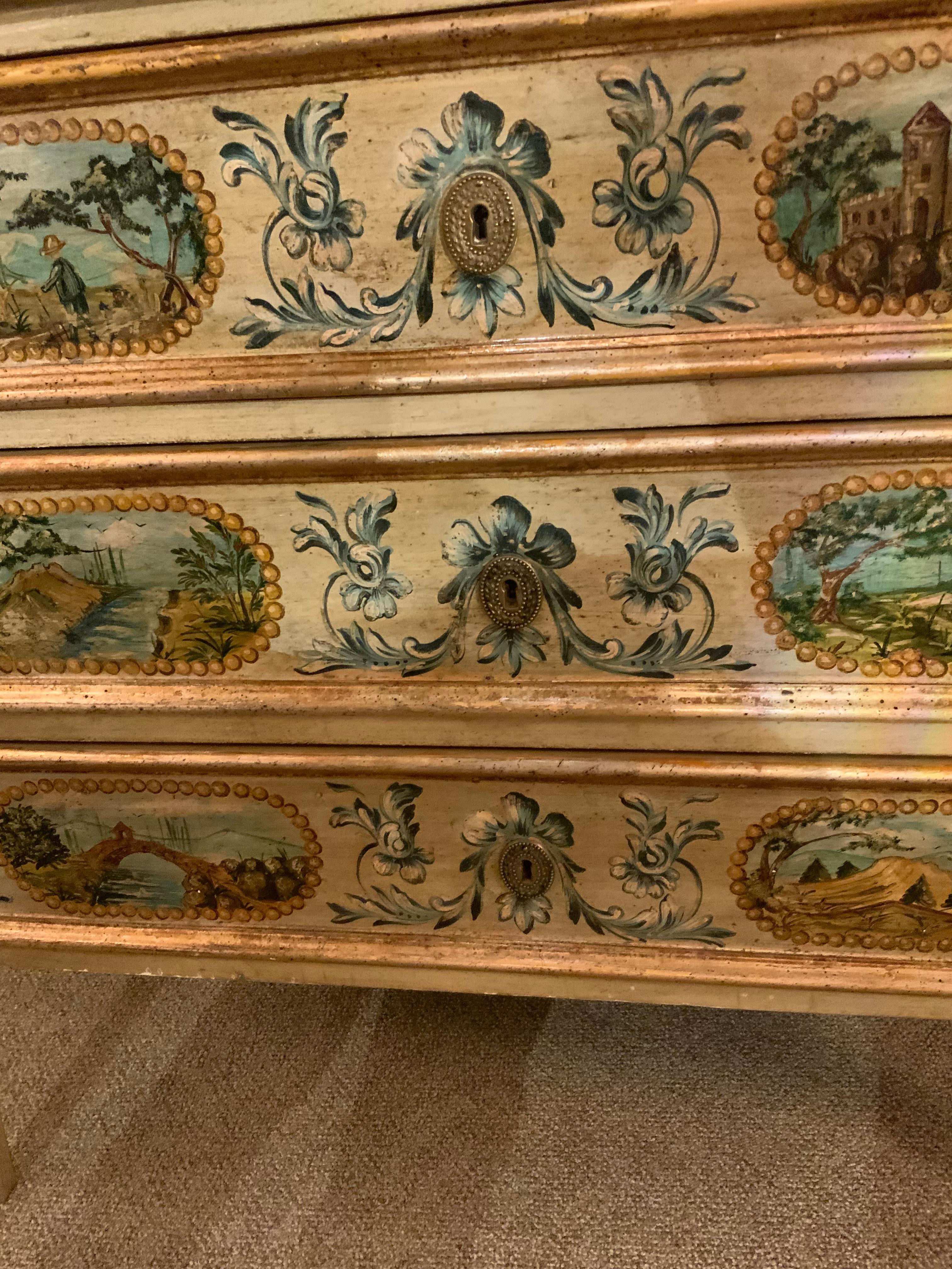 Italian Venetian-Style Commode in the Neoclassical Taste, Hand Painted For Sale