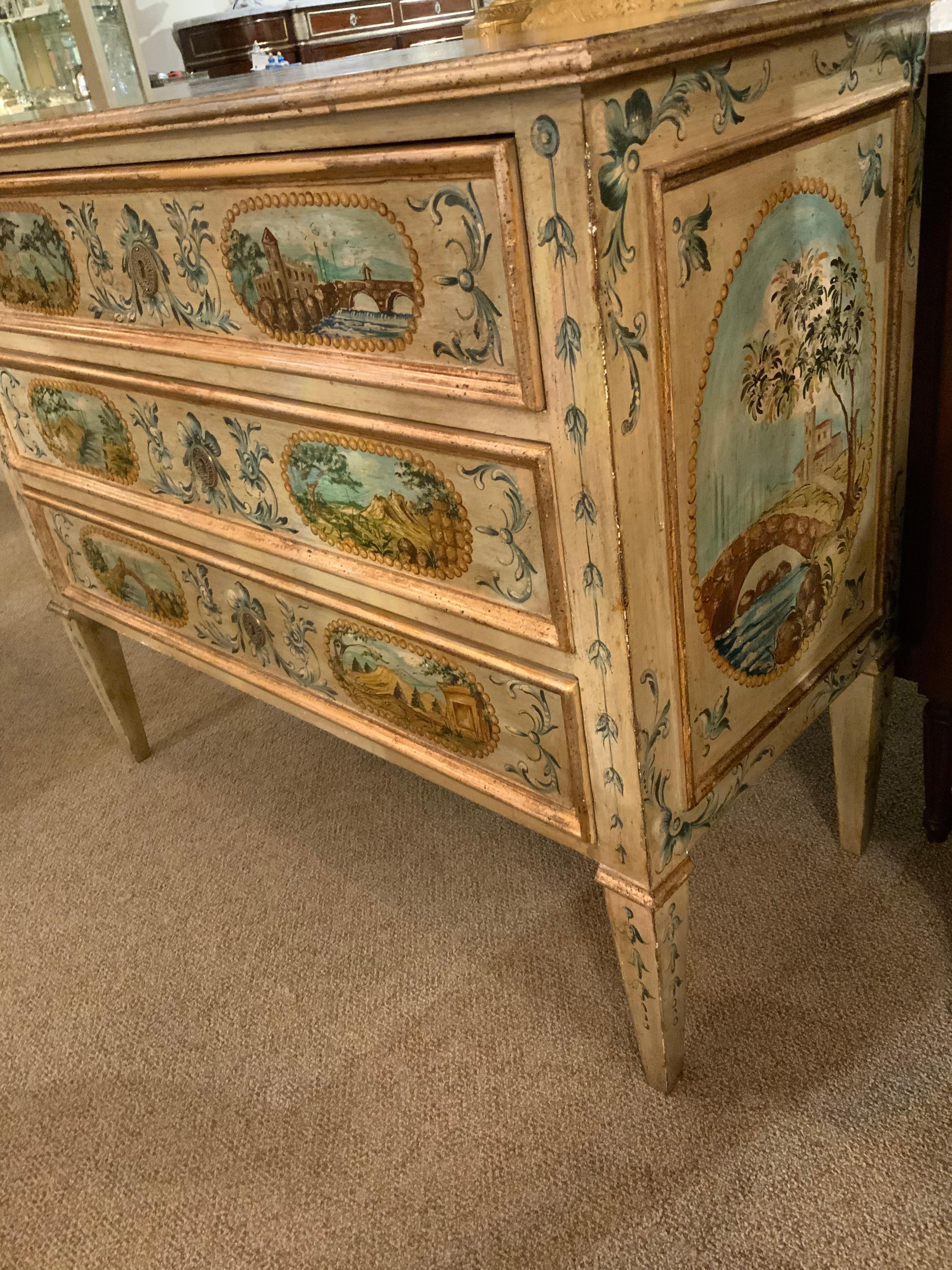 Venetian-Style Commode in the Neoclassical Taste, Hand Painted In Good Condition For Sale In Houston, TX