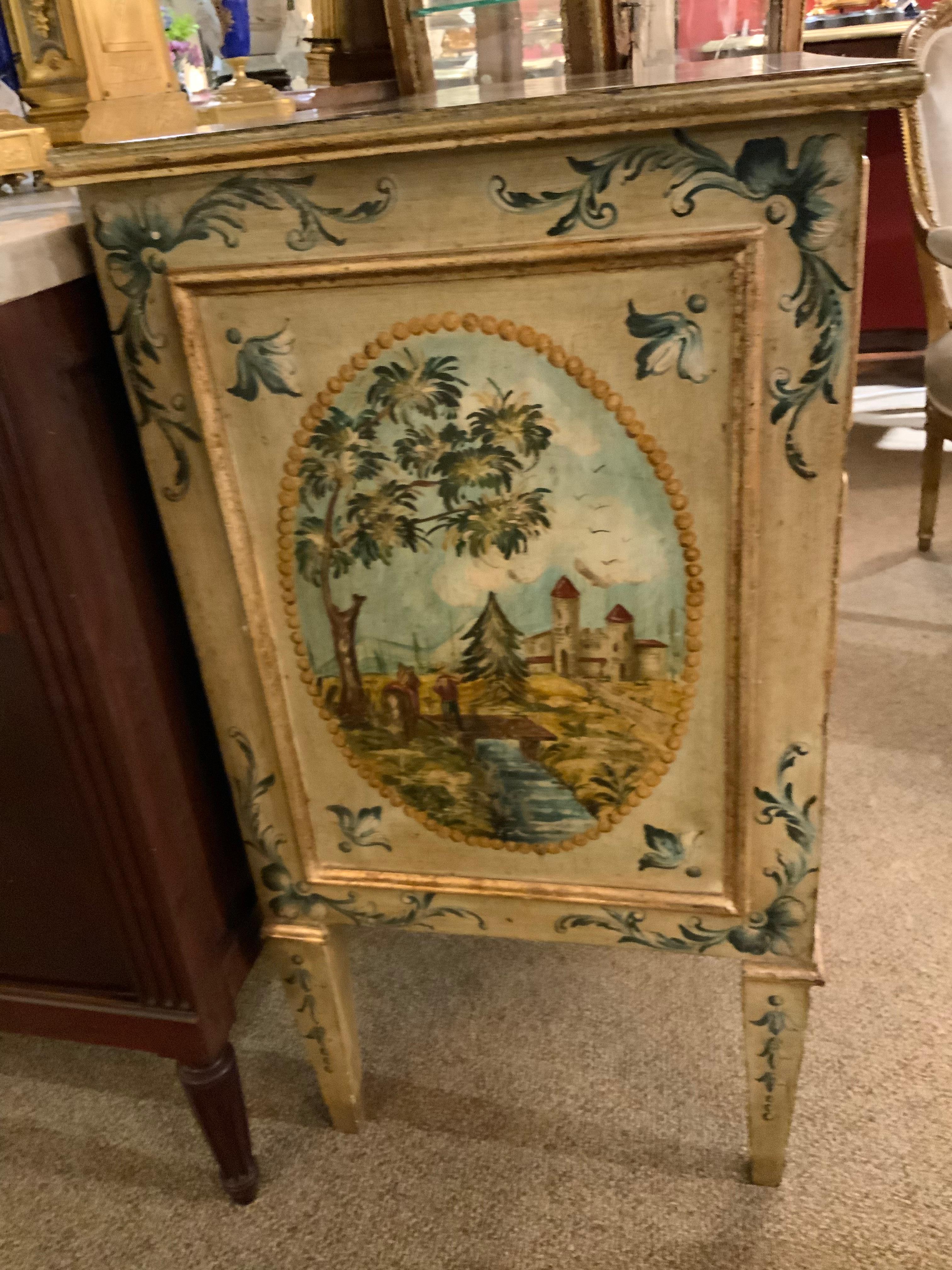 19th Century Venetian-Style Commode in the Neoclassical Taste, Hand Painted For Sale