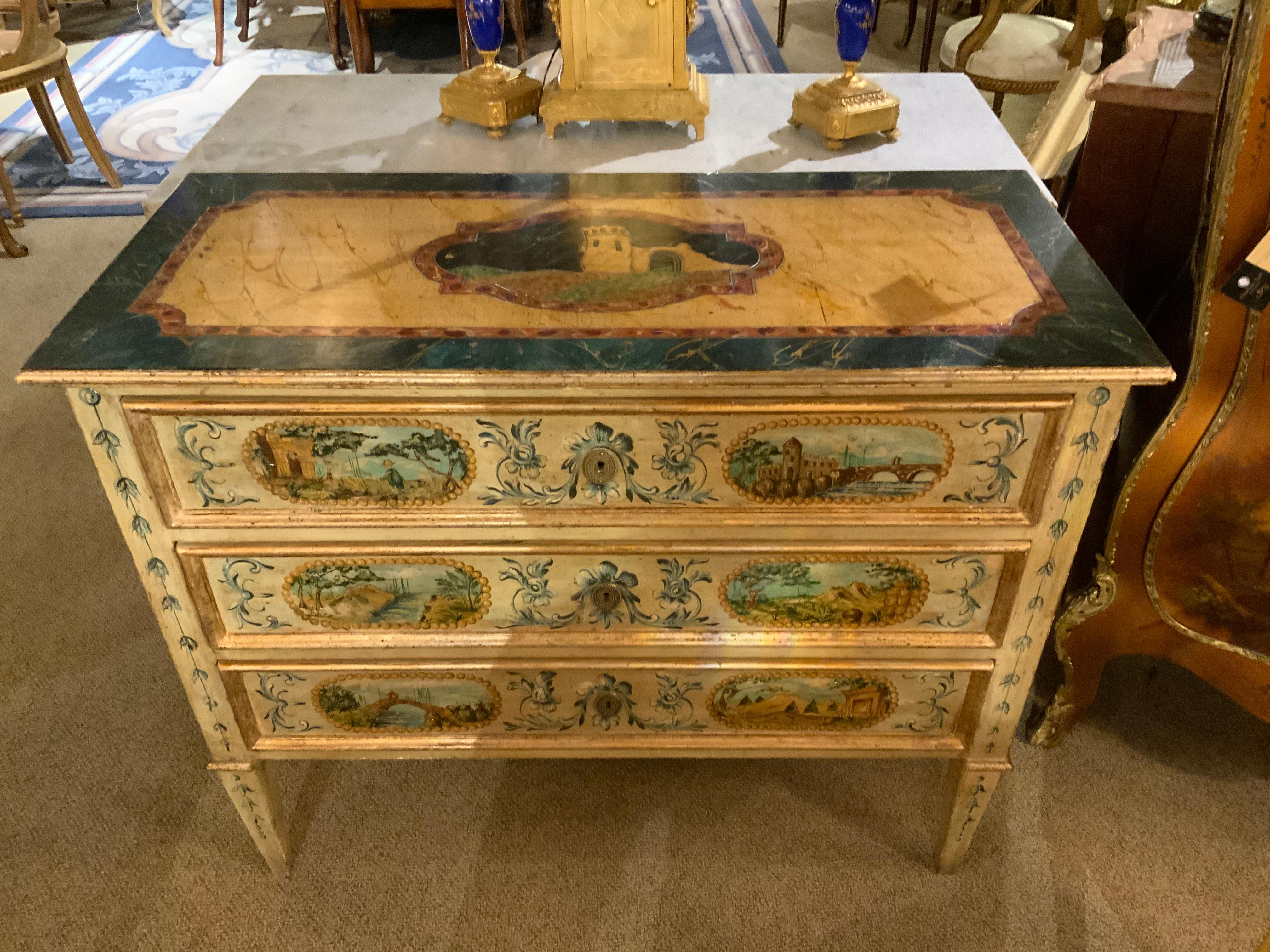 Venetian-Style Commode in the Neoclassical Taste, Hand Painted For Sale 1