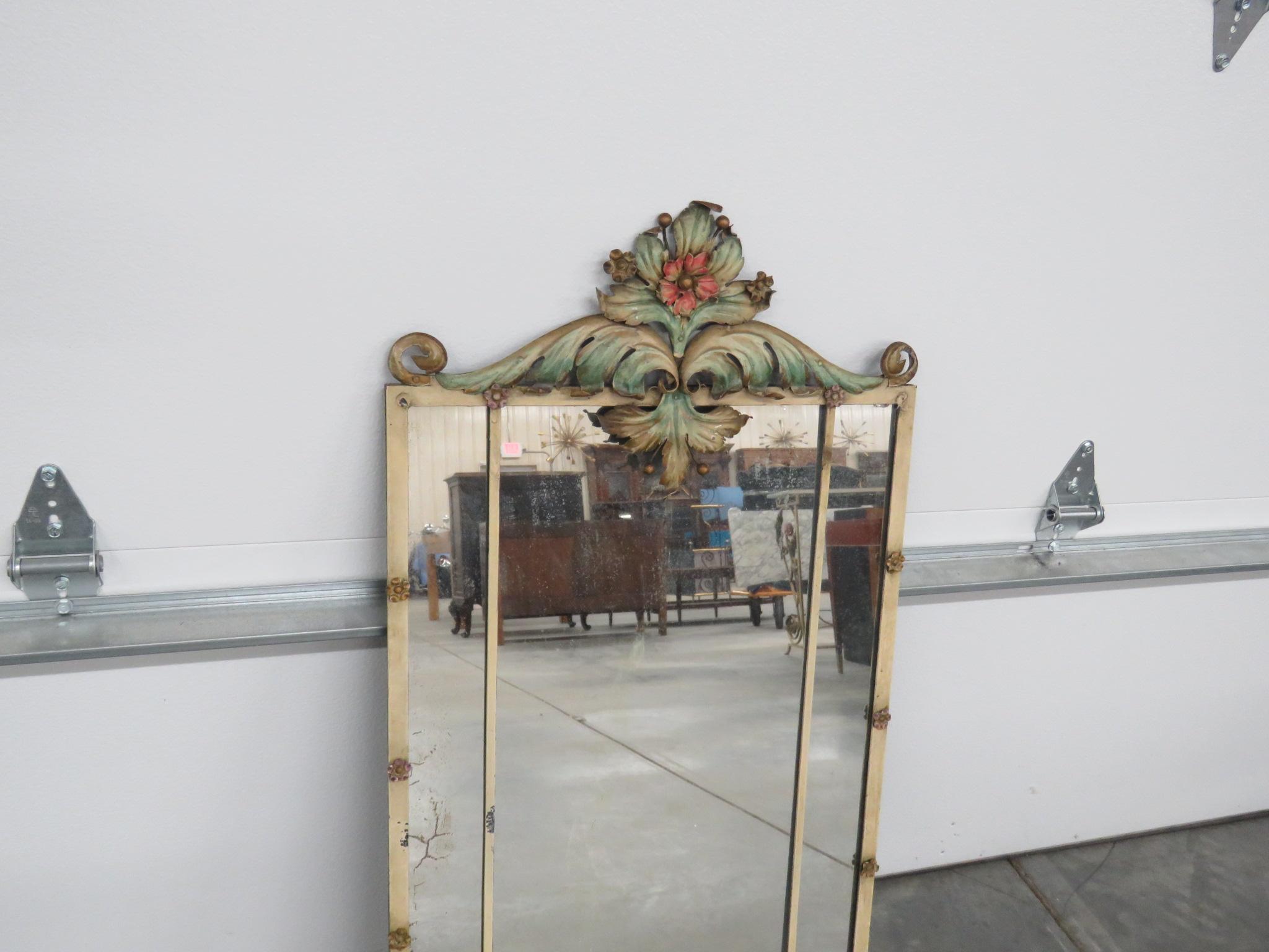Paint Decorated Wrought Iron Italian Venetian Style Console and Mirror 6