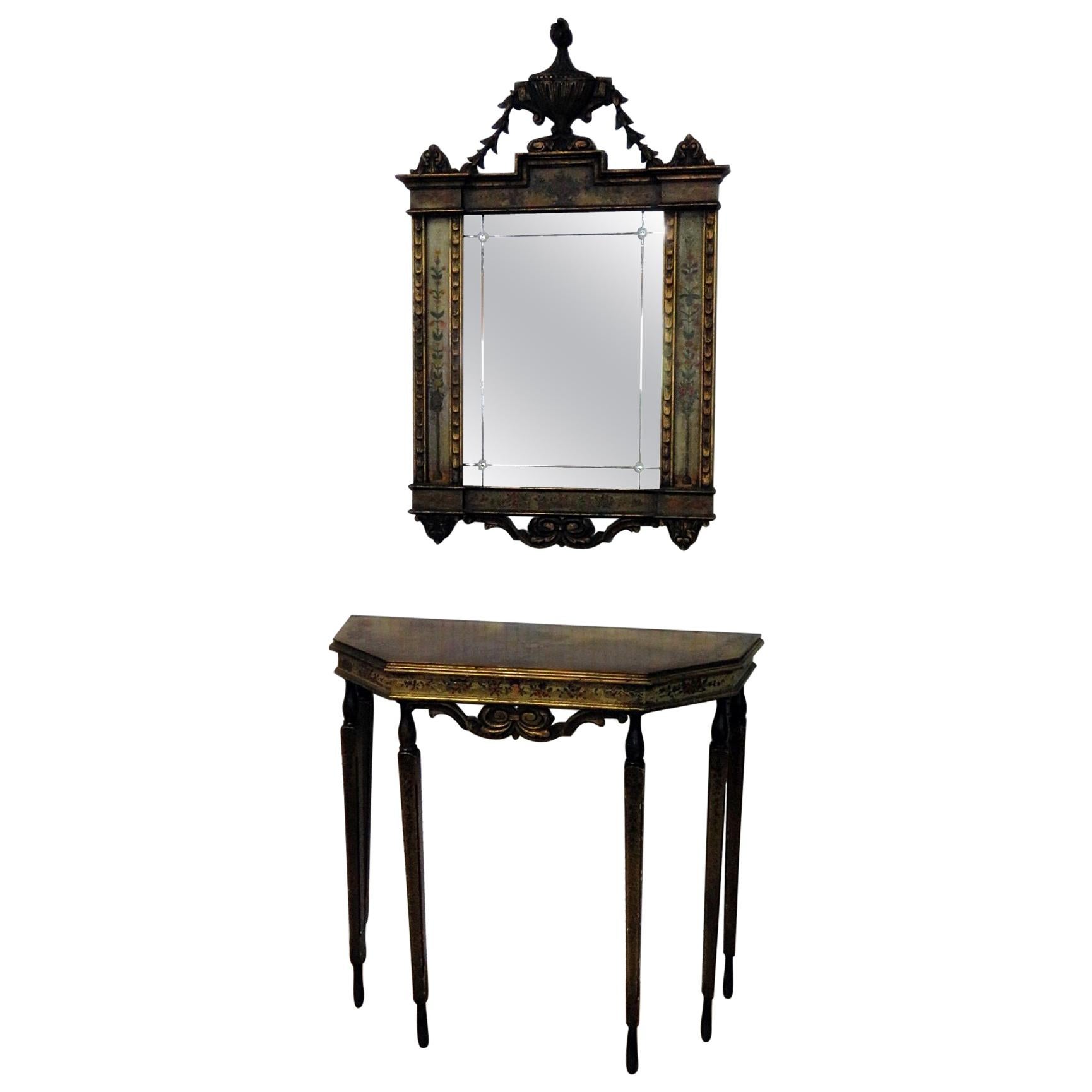 Venetian Style Console Table and Mirror