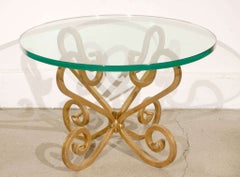 Venetian Style Glass Top Side Tables on Gilded Iron Base, Italy