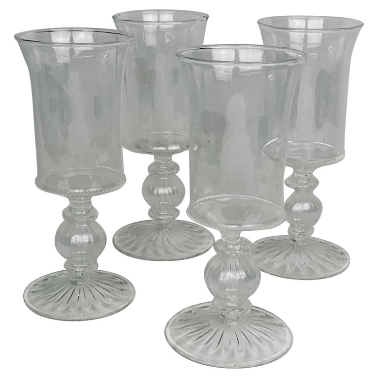 Set of Four Style Clear Blown Wine Glasses For Sale at 1stDibs