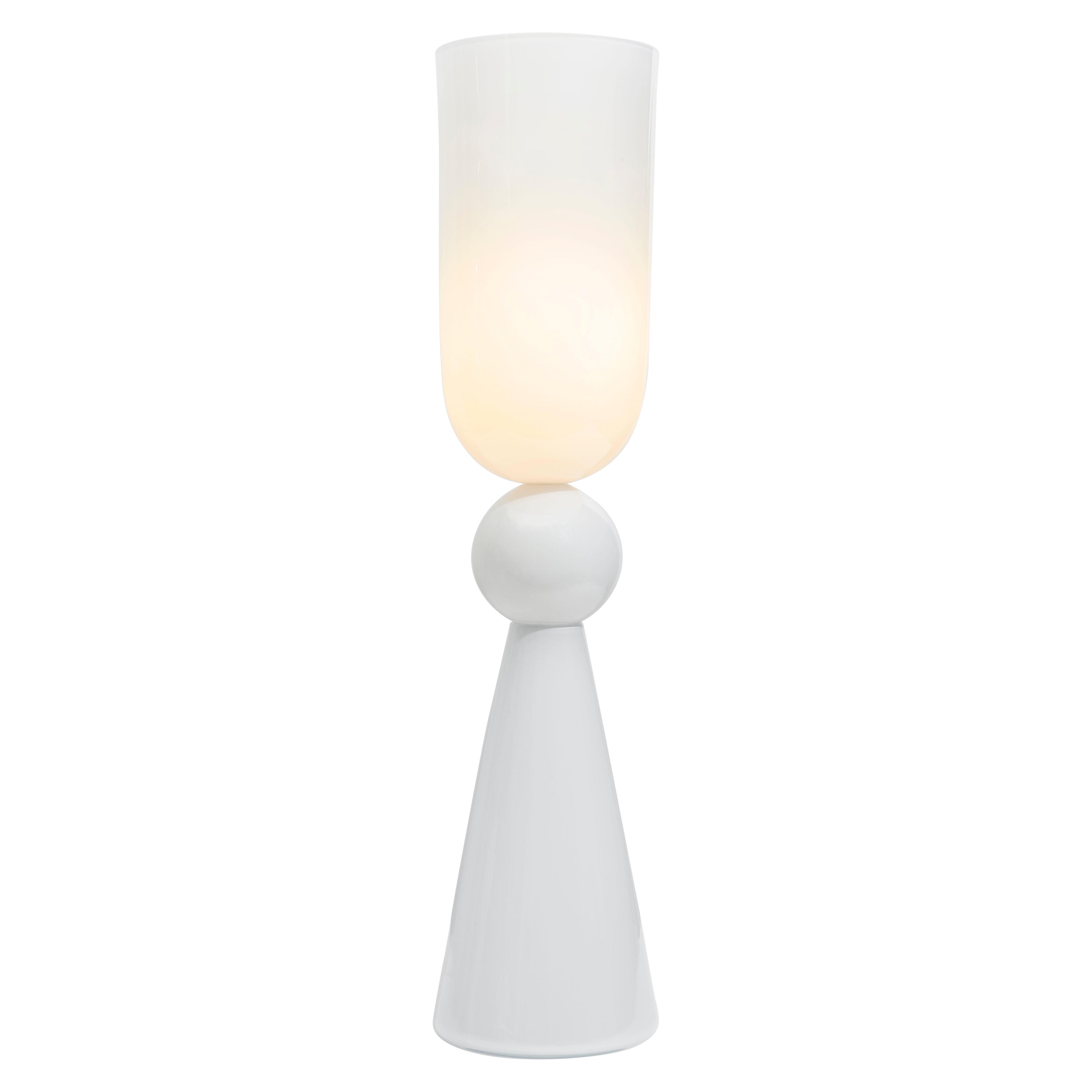 Lámpara de Sobremesa Totem 1 Blanco de Vidrio Soplado a Mano Estilo Veneciano