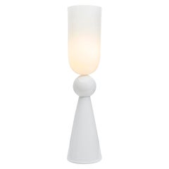Venetian Style Hand Blown Glass Totem 1 White Table Lamp