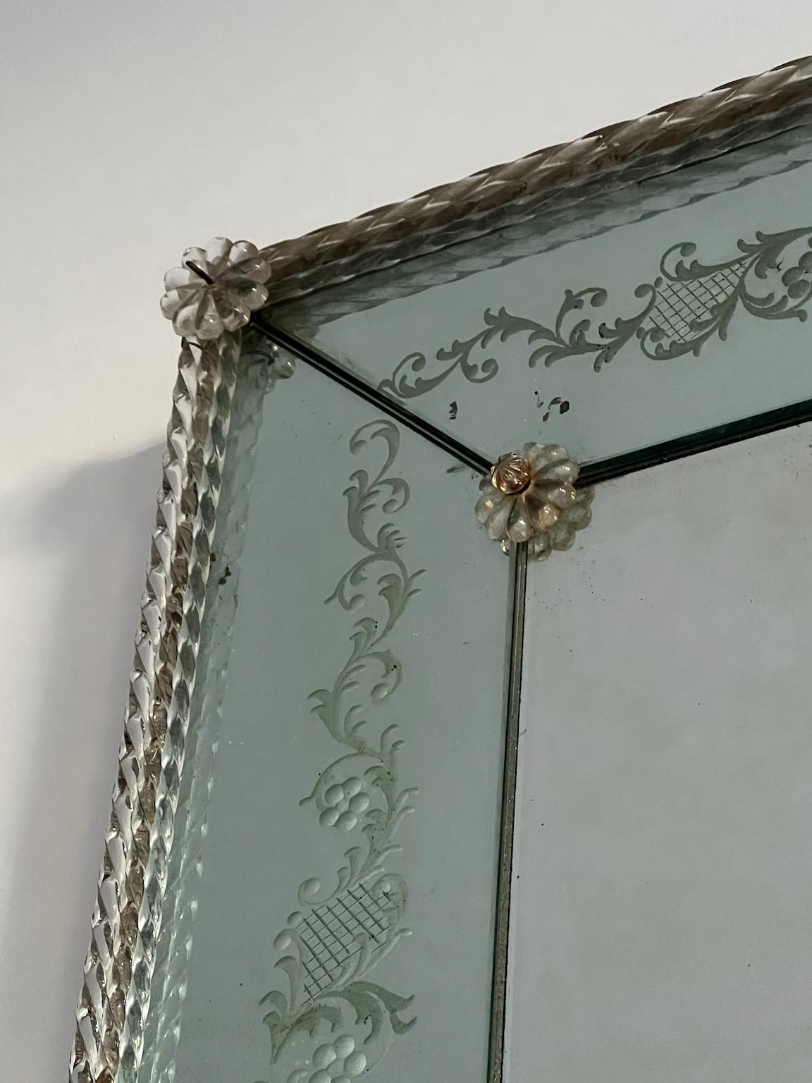 Belgian Venetian-Style Mirror with Pale Blue Frame