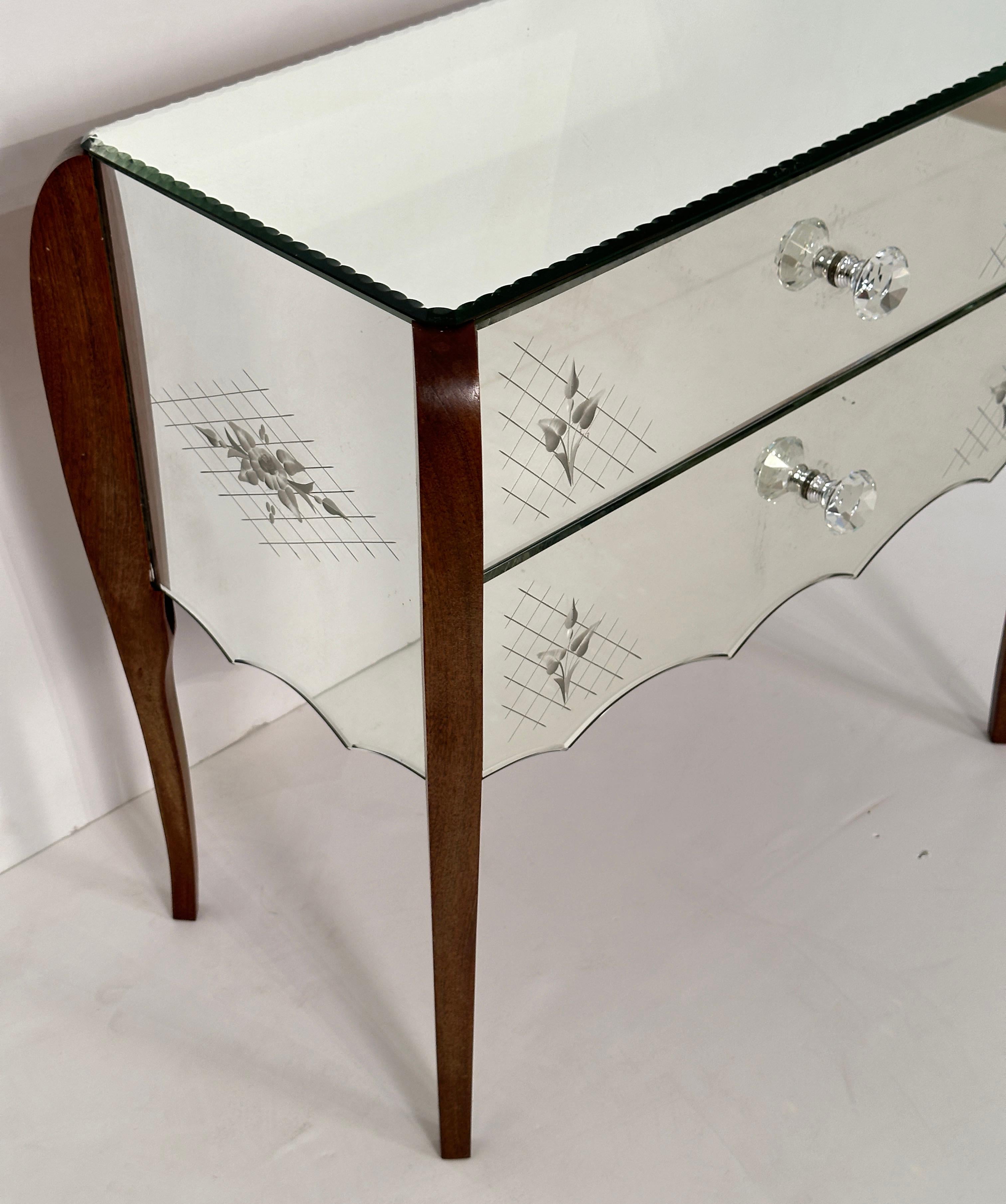 Neoclassical Venetian Style Mirrored Chest or End Table from Italy For Sale