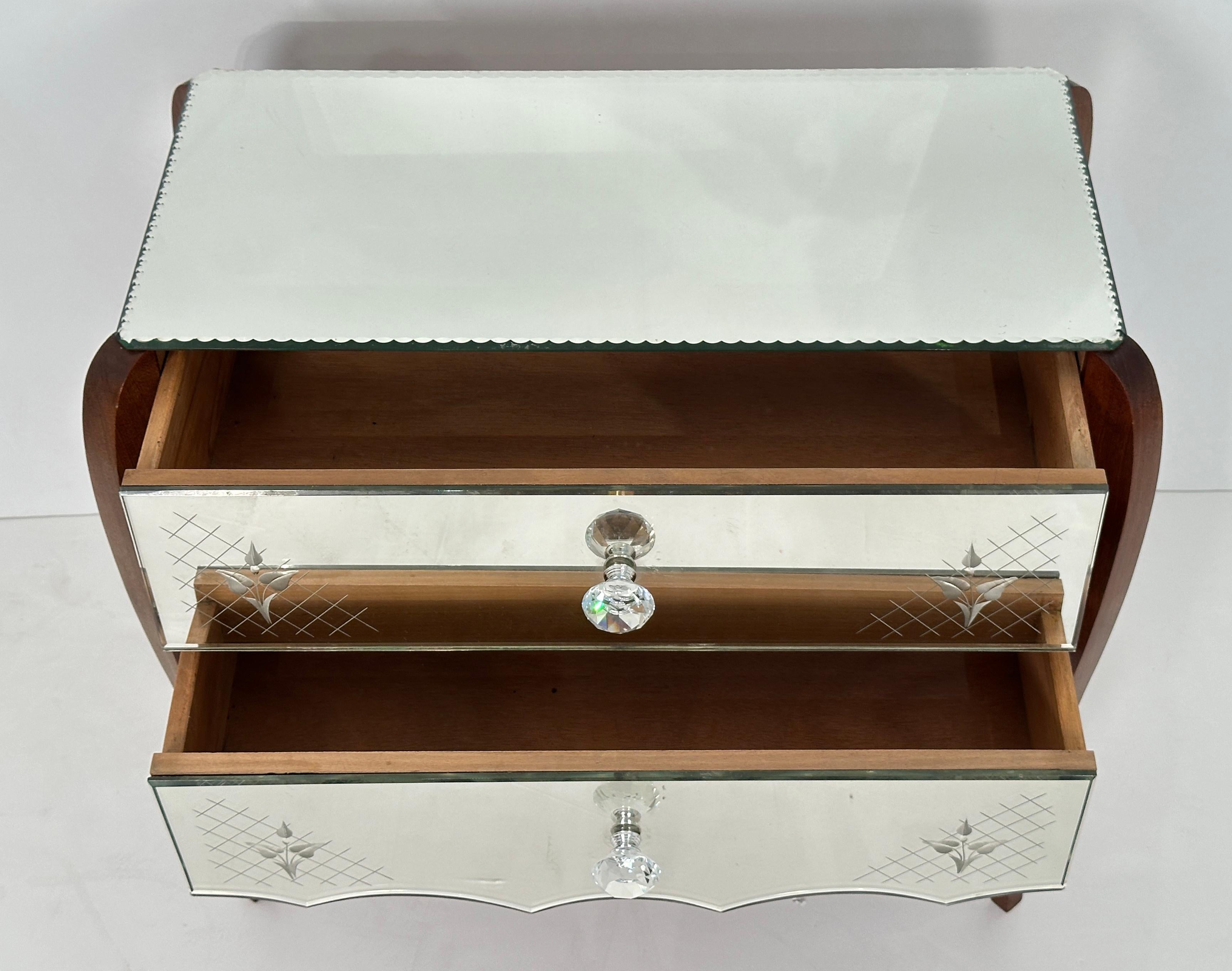 Italian Venetian Style Mirrored Chest or End Table from Italy For Sale