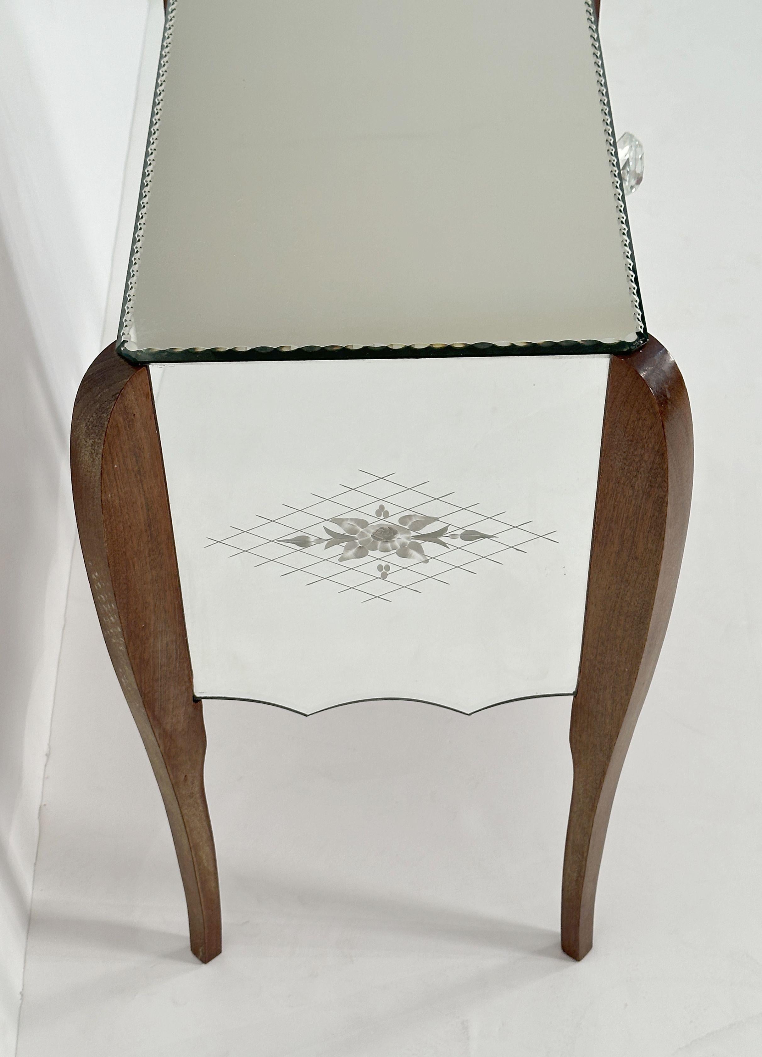 Wood Venetian Style Mirrored Chest or End Table from Italy For Sale