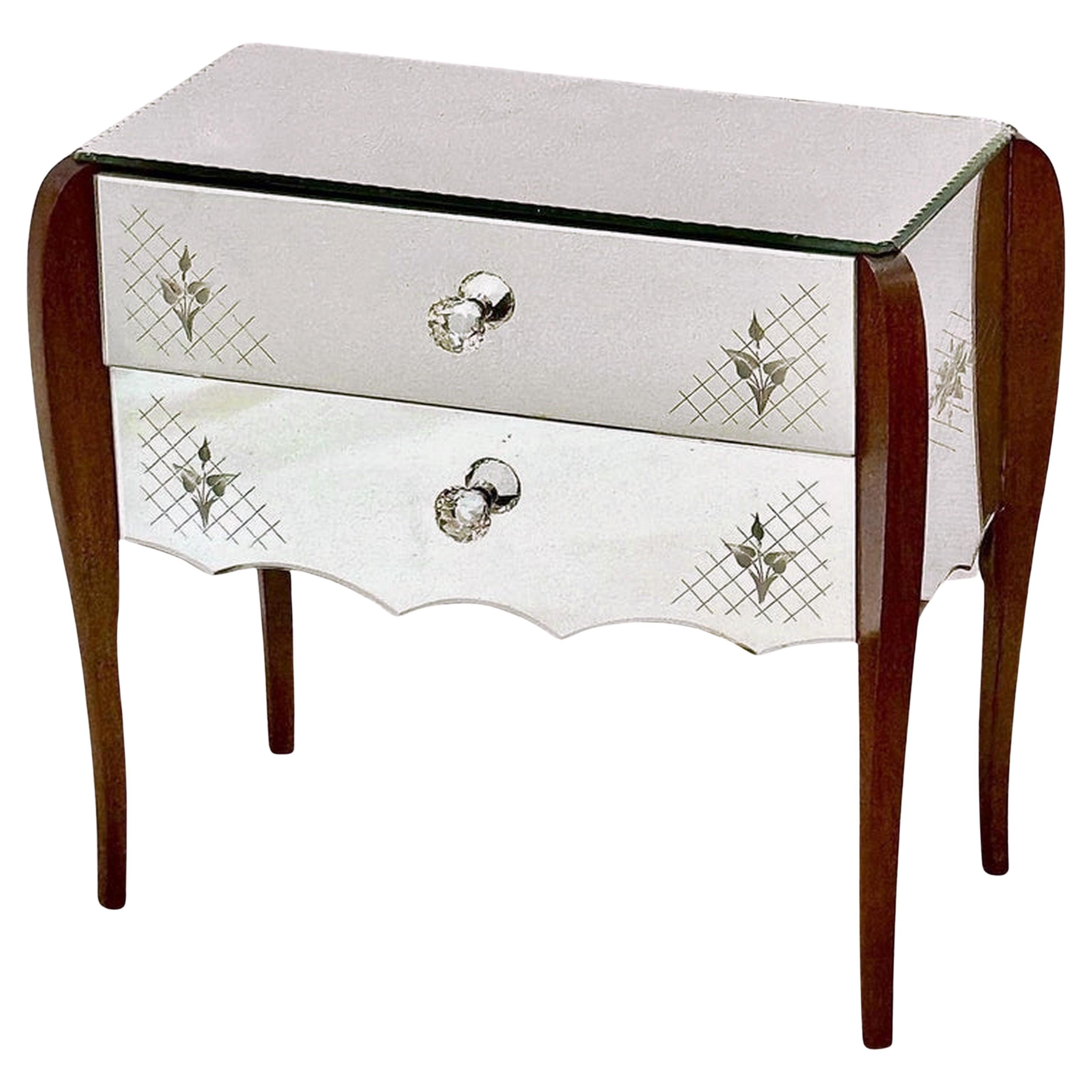 Venetian Style Mirrored Chest or End Table from Italy For Sale