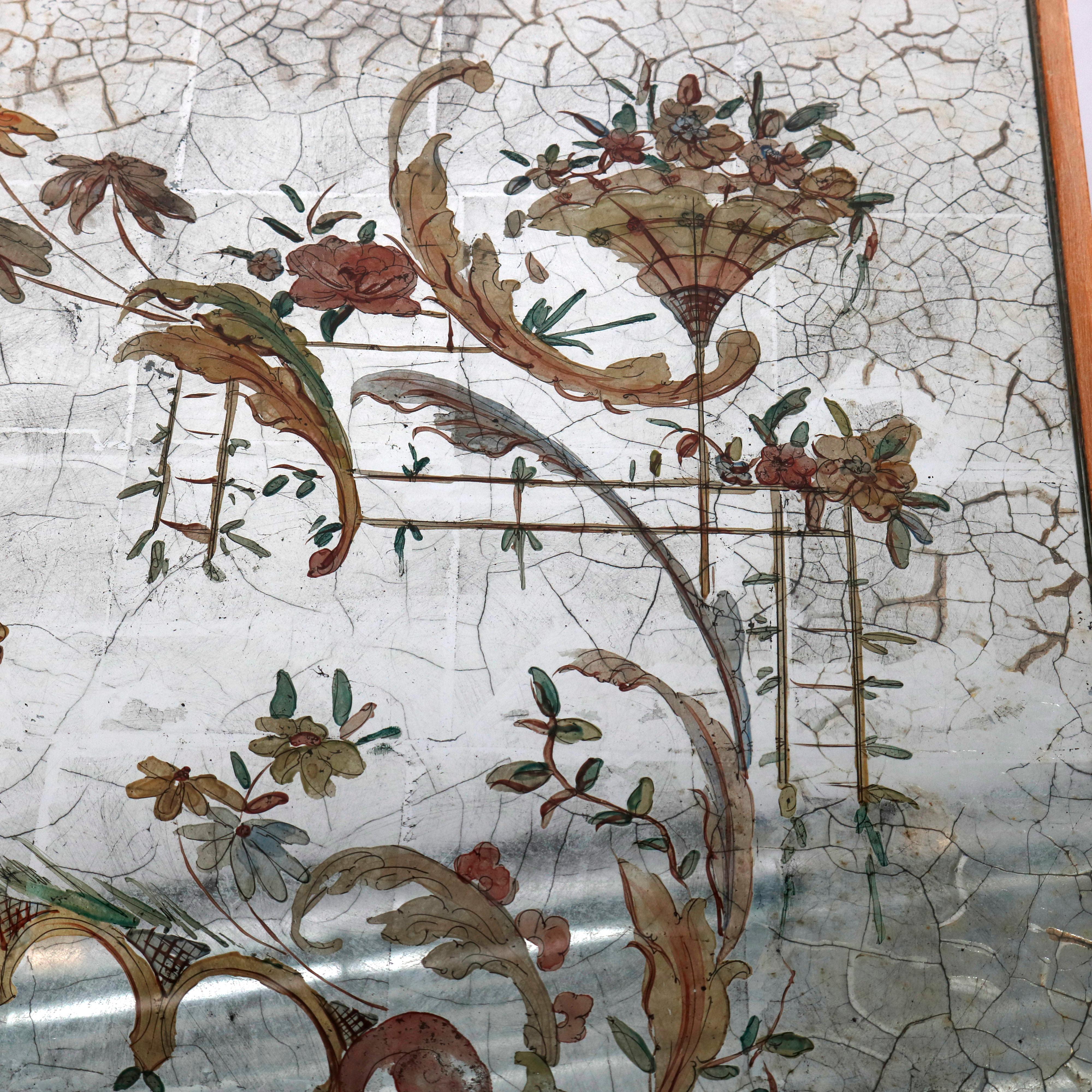 Venetian Style Mirrored Chinoiserie Decorated Ladies Desk, Signed, 20th Century 5