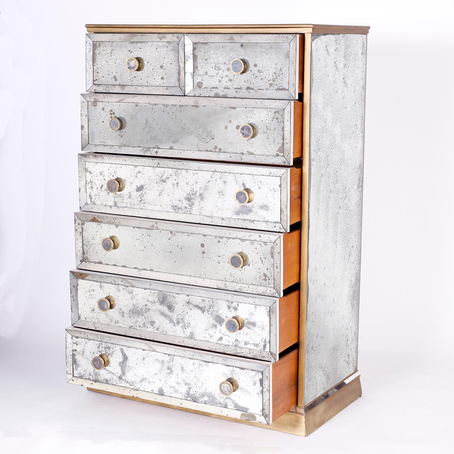 mirrored tall chest of drawers