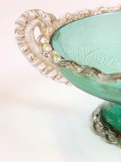 Venetian Style Murano Glass Tazza with Gold Inclusions, Italy, 1950s