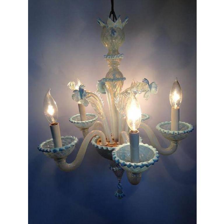 Hollywood Regency Venetian Style Murano Handblown Art Glass Chandelier