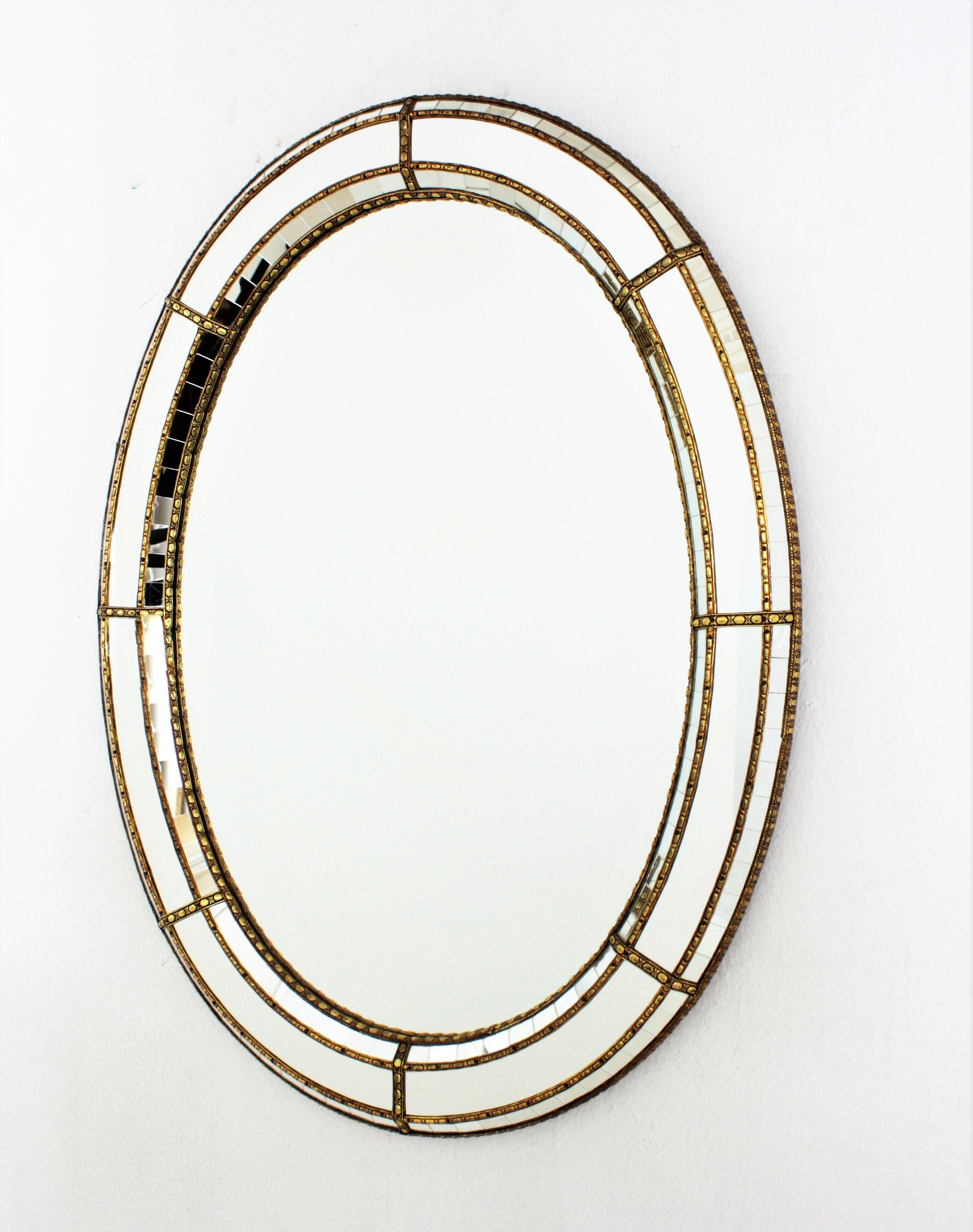 Venetian Style Oval Wall Mirror with Brass Details 2