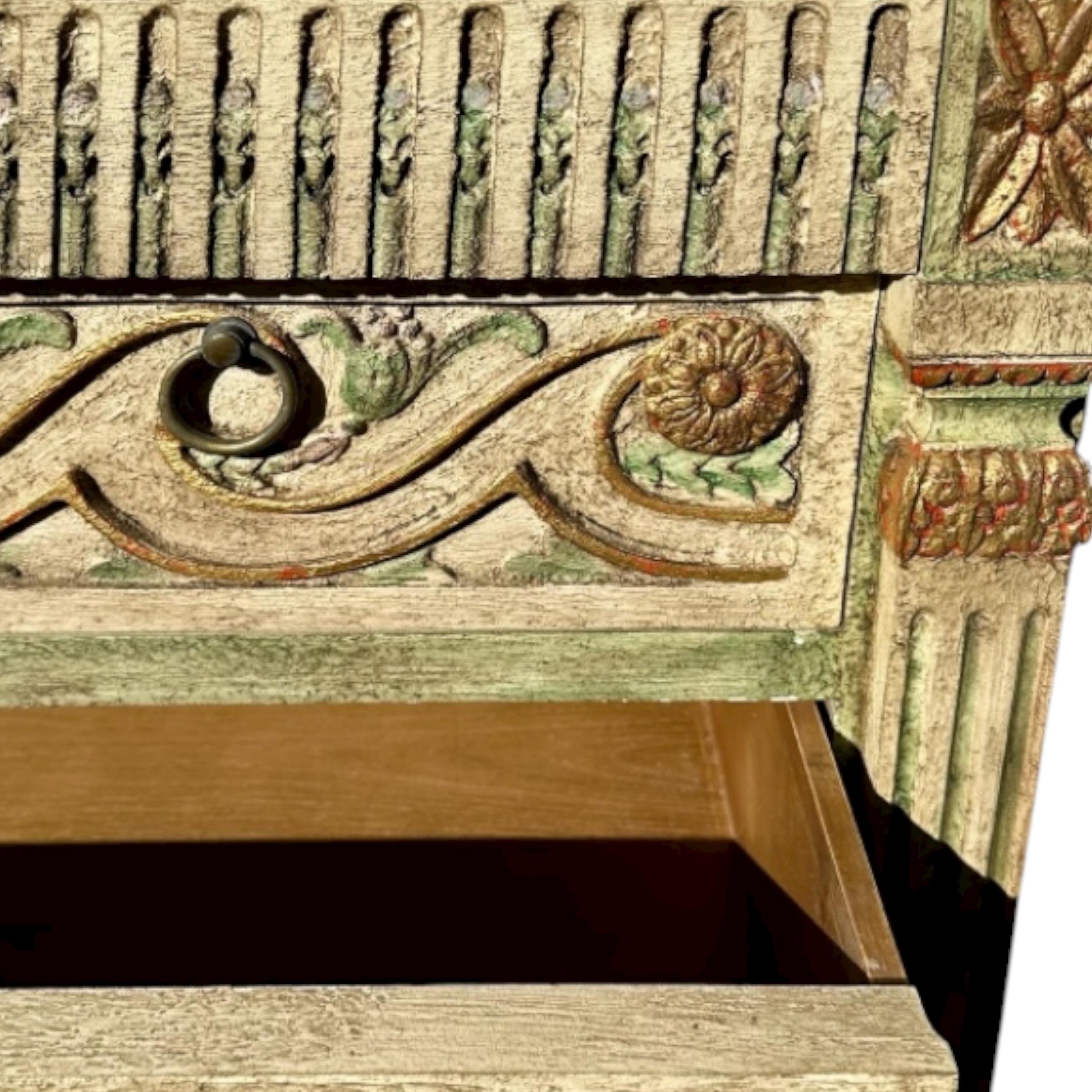 Venetian Style Painted Palm Beach Regency John Widdicomb Chest of Drawers in vendita 5