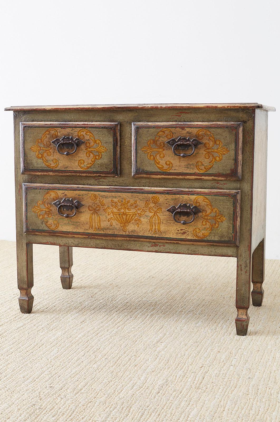 Neoclassical Venetian Style Painted Three-Drawer Commode or Chest