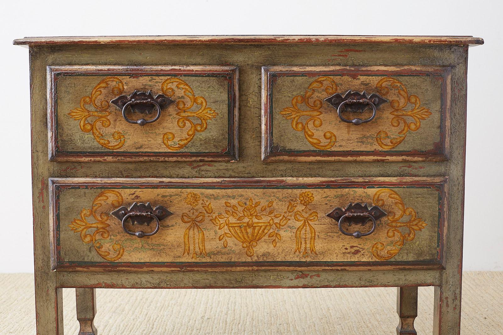 Venetian Style Painted Three-Drawer Commode or Chest 2