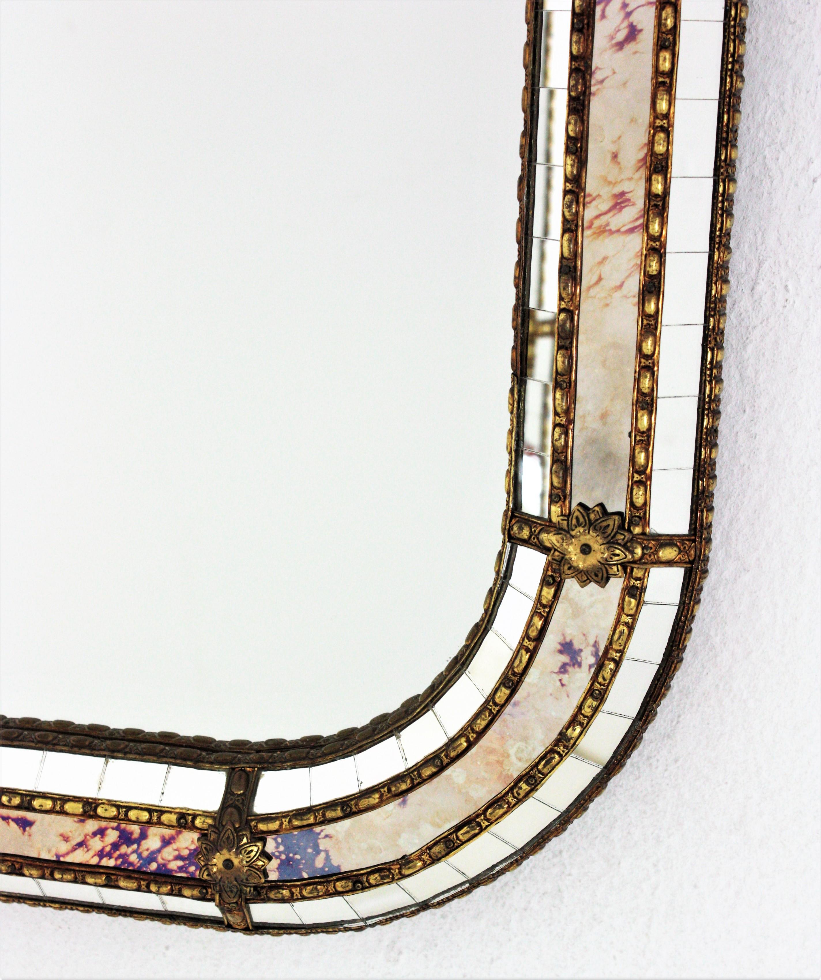 Venetian Style Rectangular Mirror with Brass Details 4