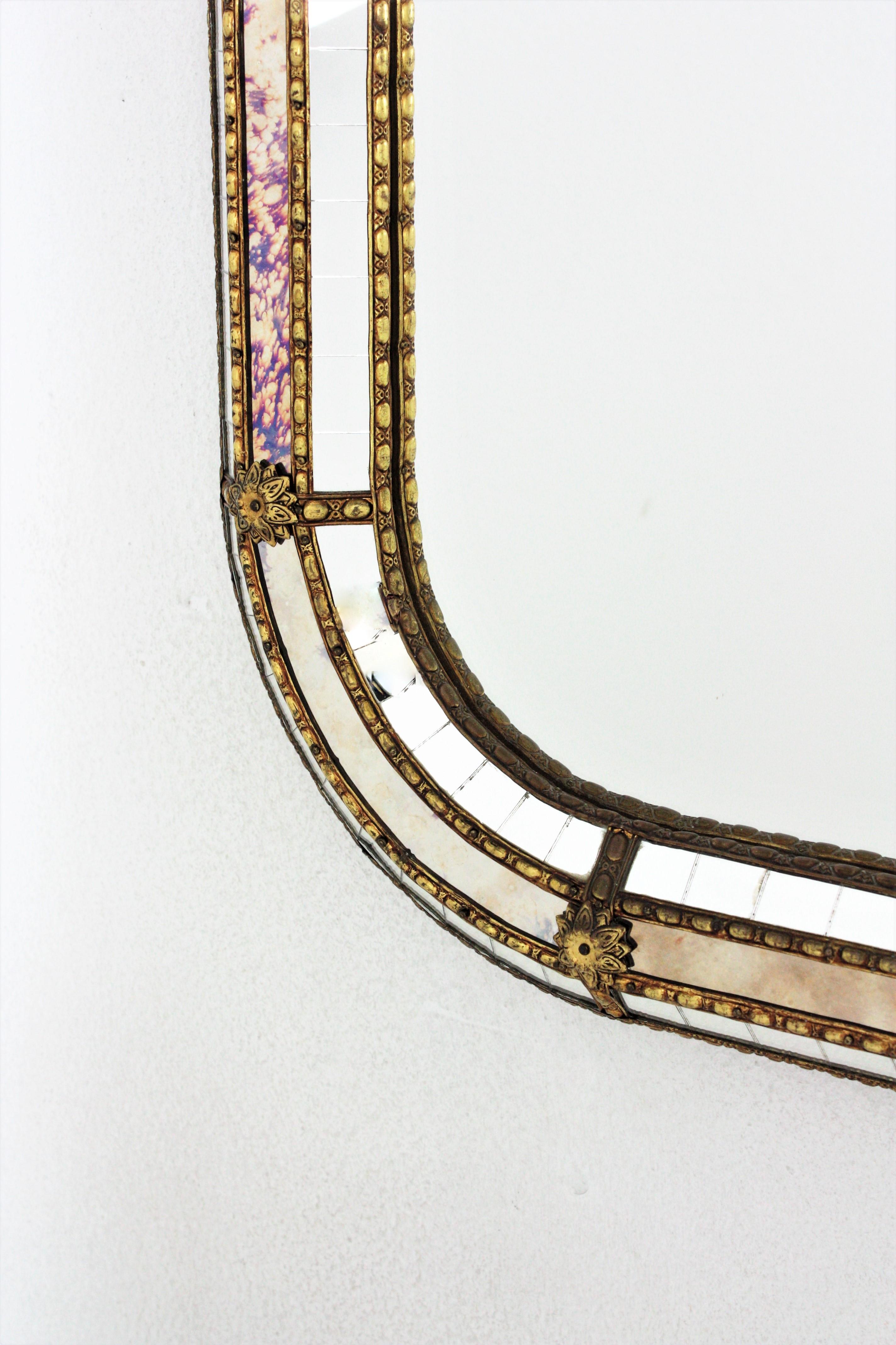 Venetian Style Rectangular Mirror with Brass Details 2