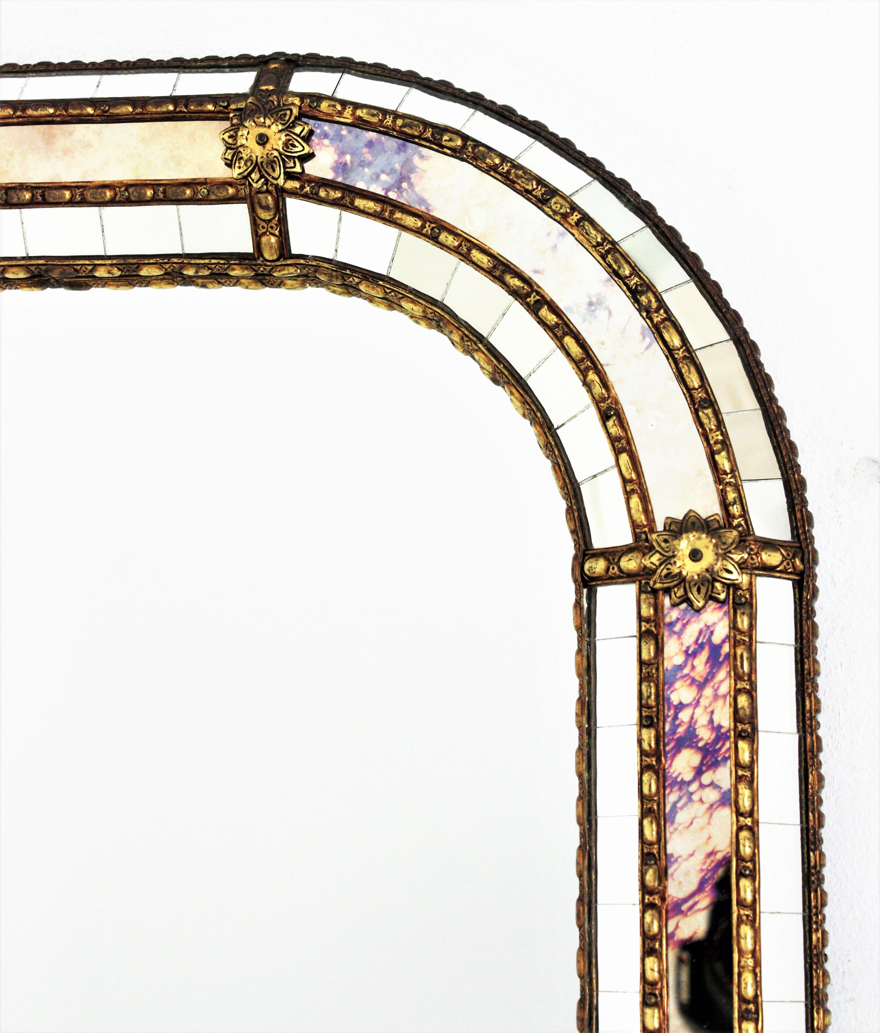 Venetian Style Rectangular Mirror with Brass Details 3