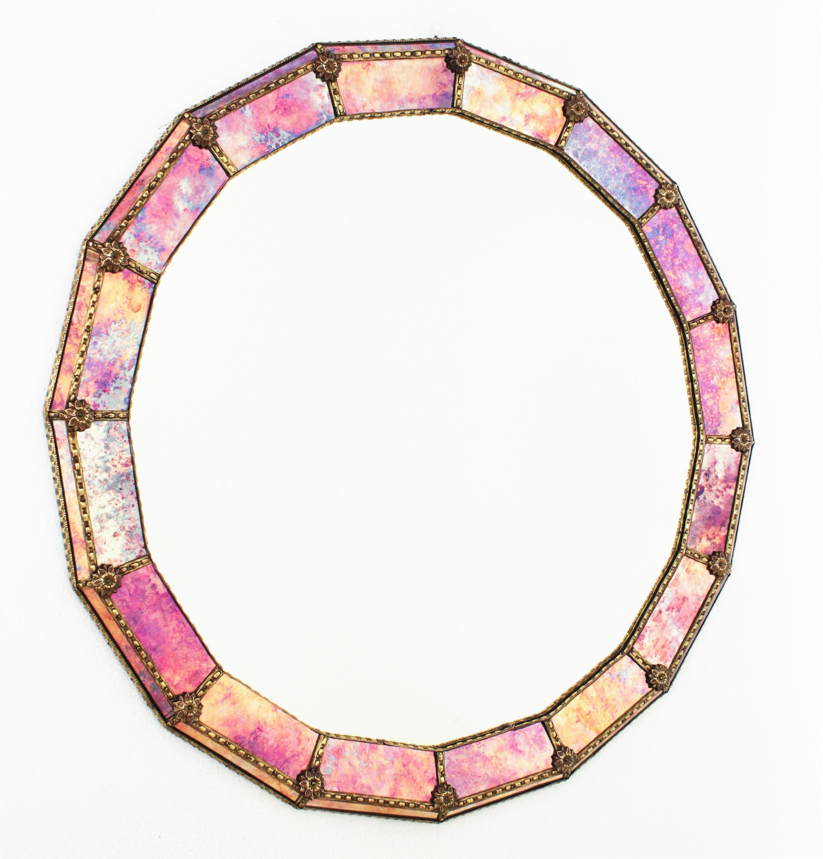 pink round mirror