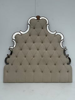 Venetian Style Tufted Mirrored Queen Headboard