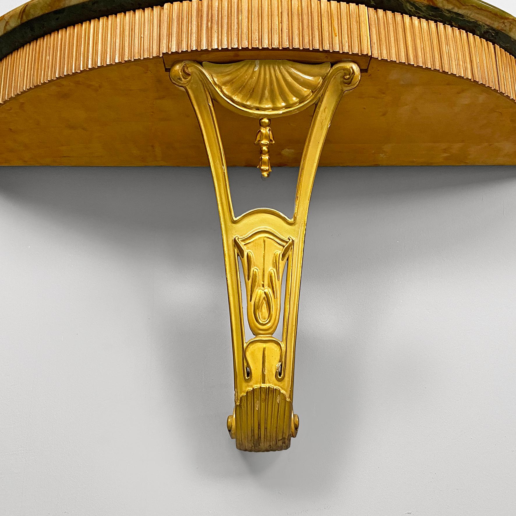 Consola de pared de estilo veneciano en mármol ónice y madera decorada, años 50 en venta 1