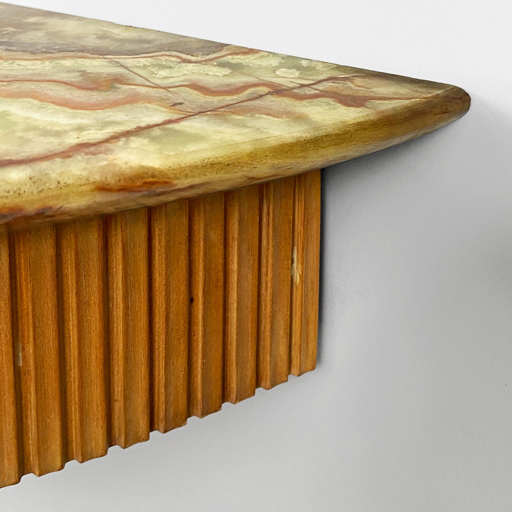 Consola de pared de estilo veneciano en mármol ónice y madera decorada, años 50 en venta 2