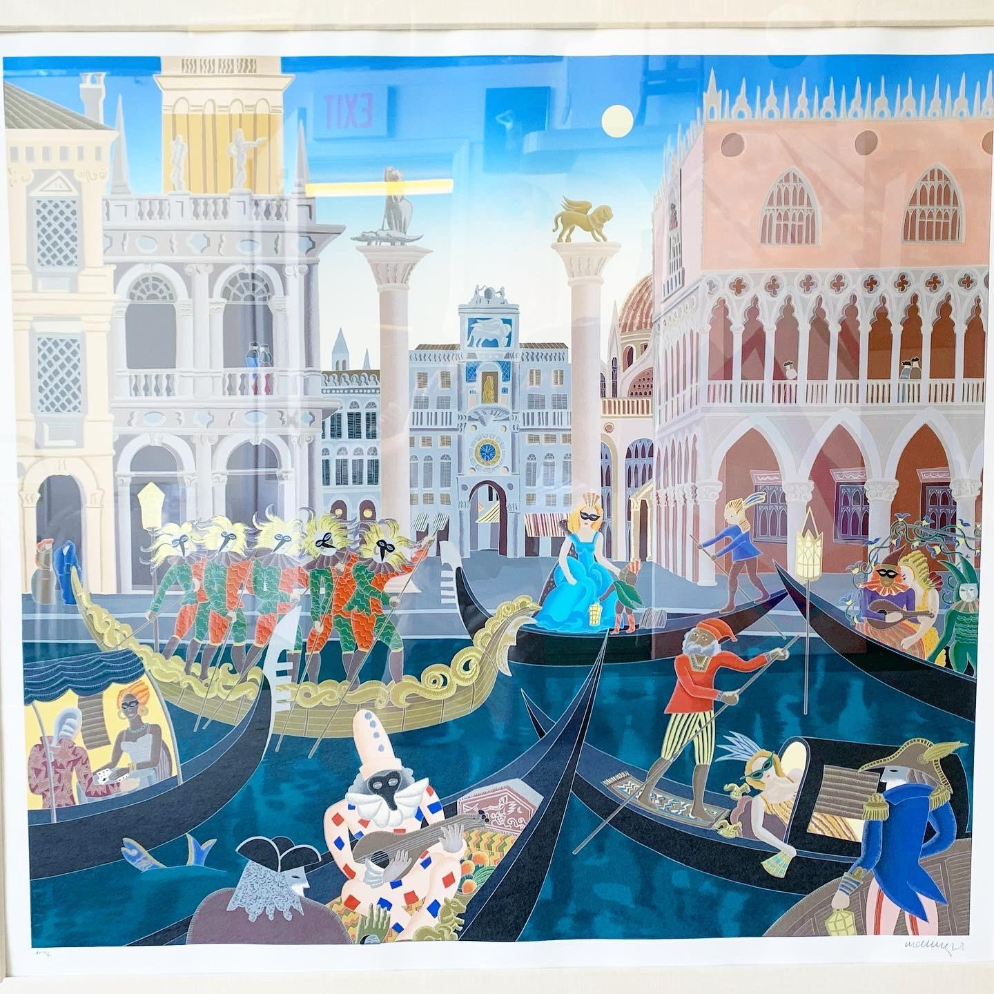 Renaissance Revival Venetian Suite of 2, Carnival in Venice 'Venetian Tale', 1988, Framed and Signed