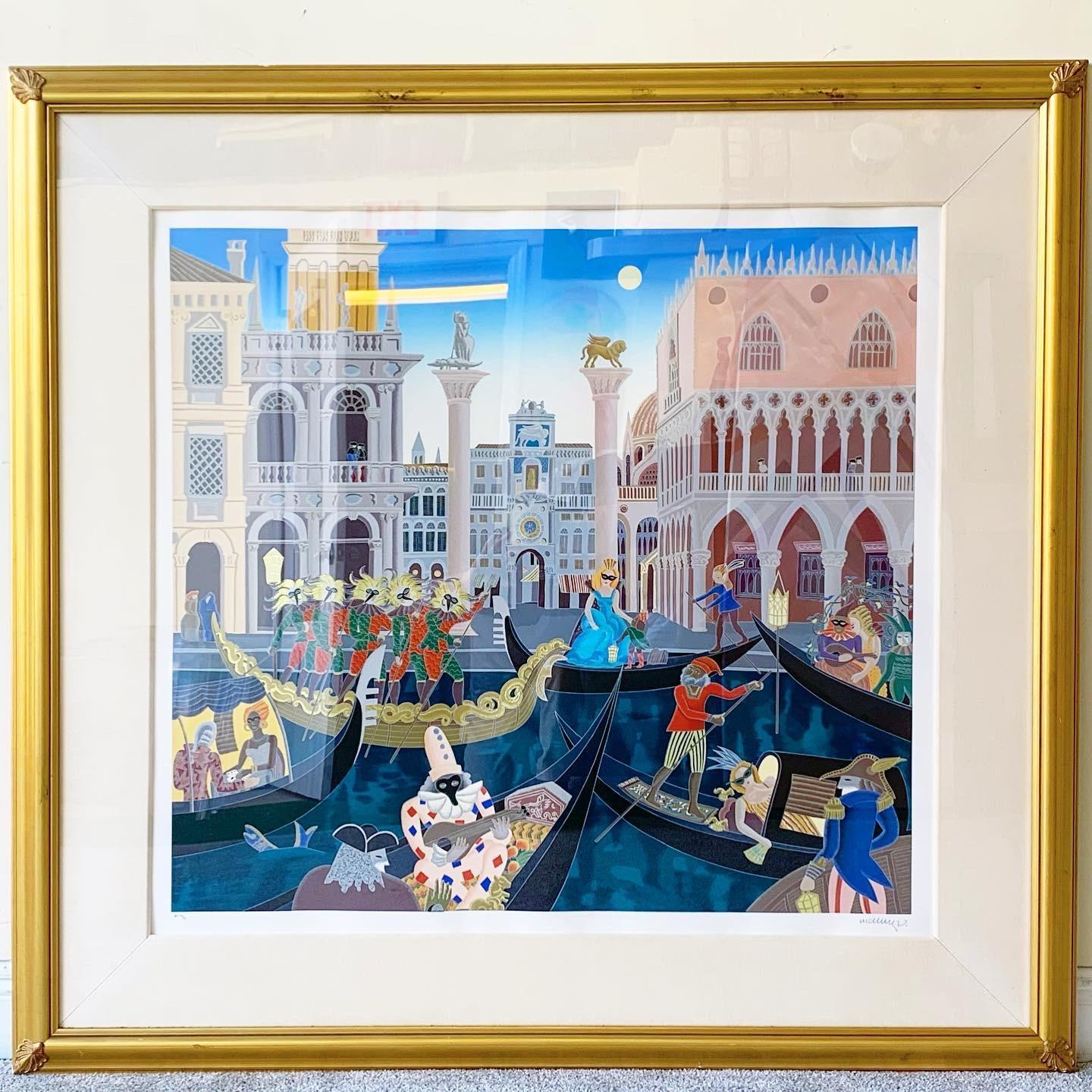 Glass Venetian Suite of 2, Carnival in Venice 'Venetian Tale', 1988, Framed and Signed