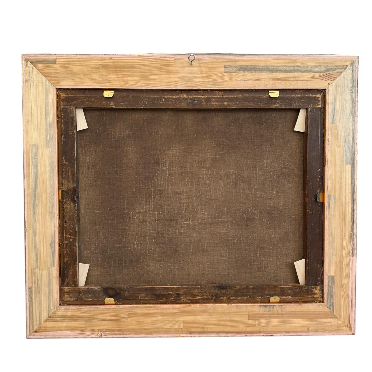 Atardecer veneciano - Pintura al óleo en marco de madera dorada tallada, Siglo XIX en venta 3