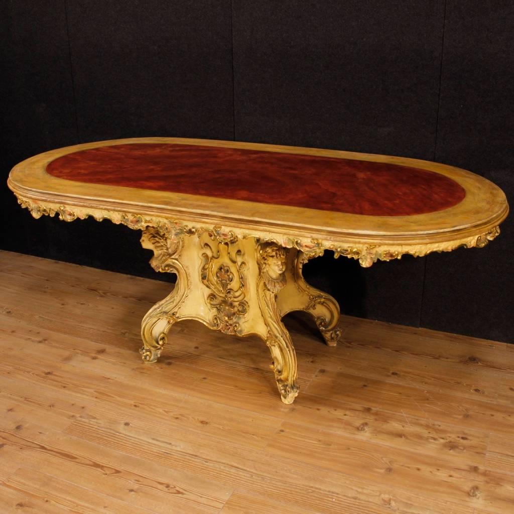 Venetian Table in Lacquered and Gilded Wood from 20th Century  In Good Condition In Vicoforte, Piedmont